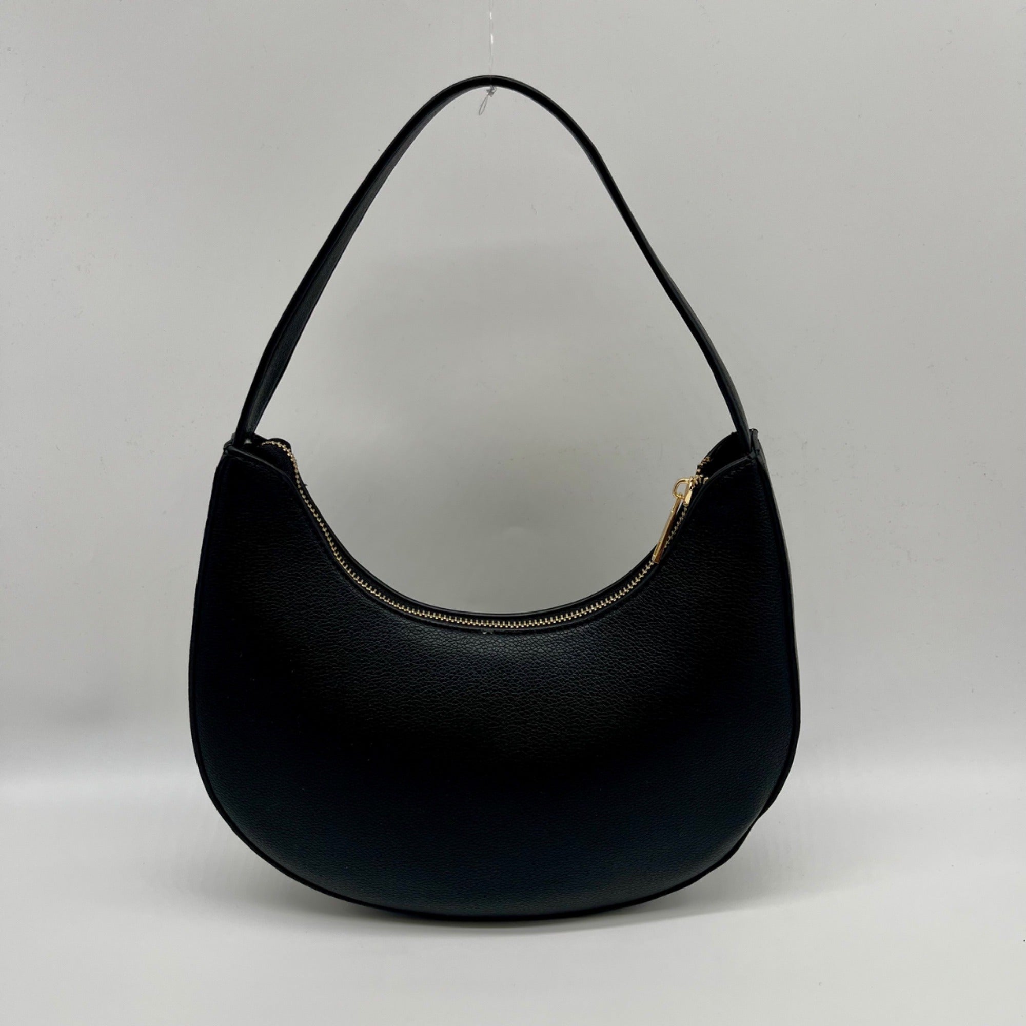 Like Dreams Black Faux Leather Noemie Half Moon Shoulder Bag