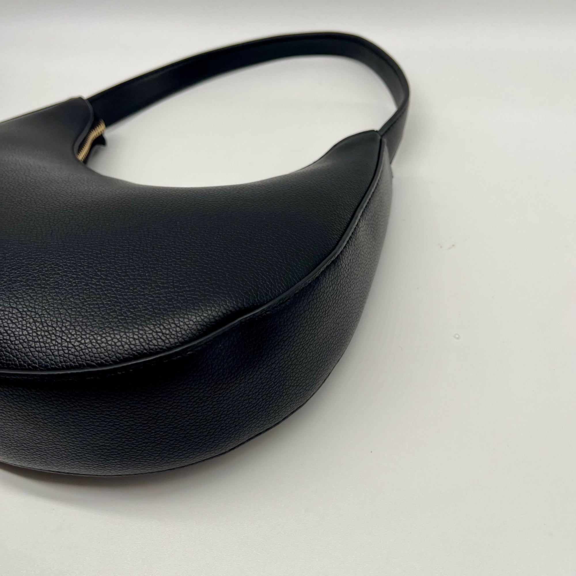 Like Dreams Black Faux Leather Noemie Half Moon Shoulder Bag