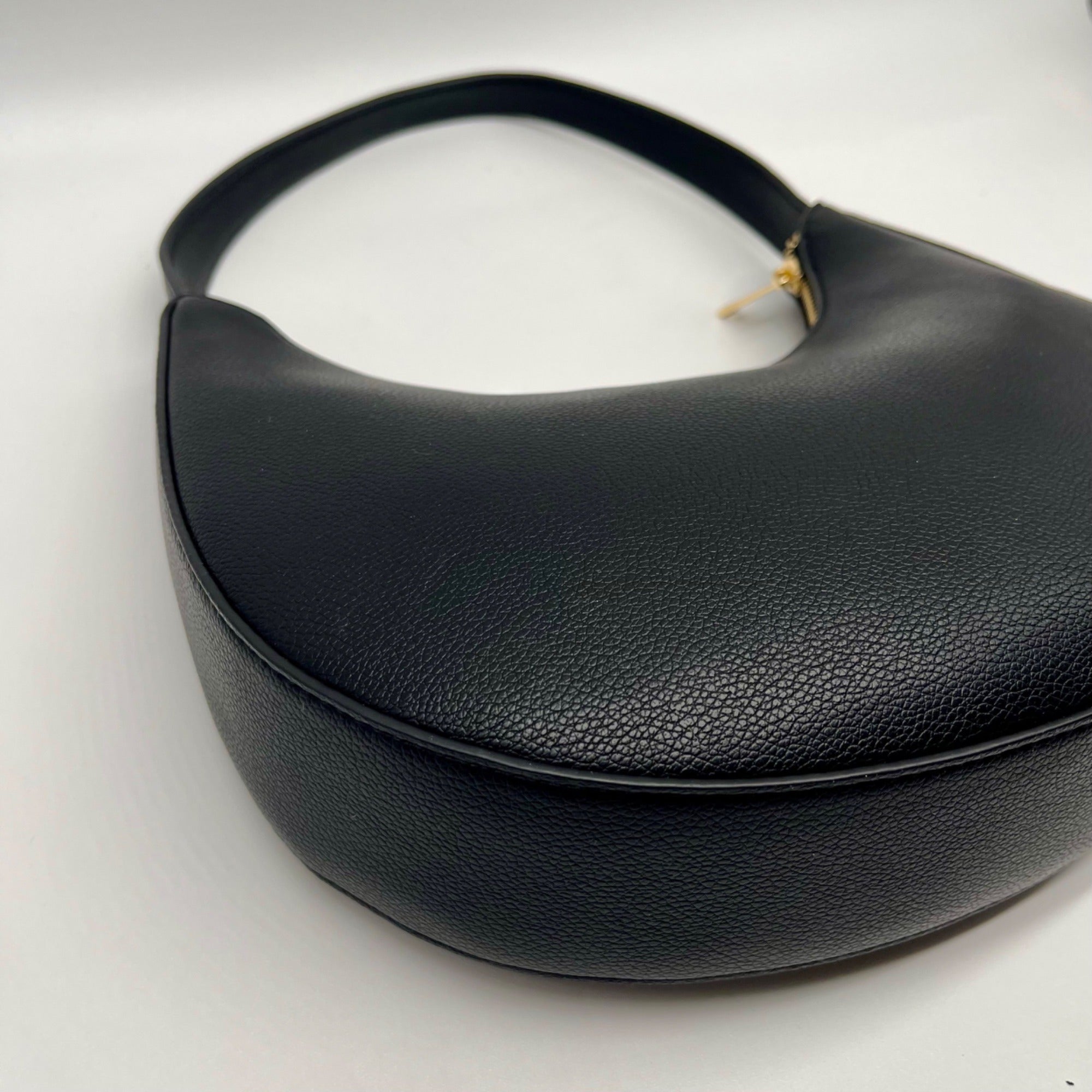 Like Dreams Black Faux Leather Noemie Half Moon Shoulder Bag
