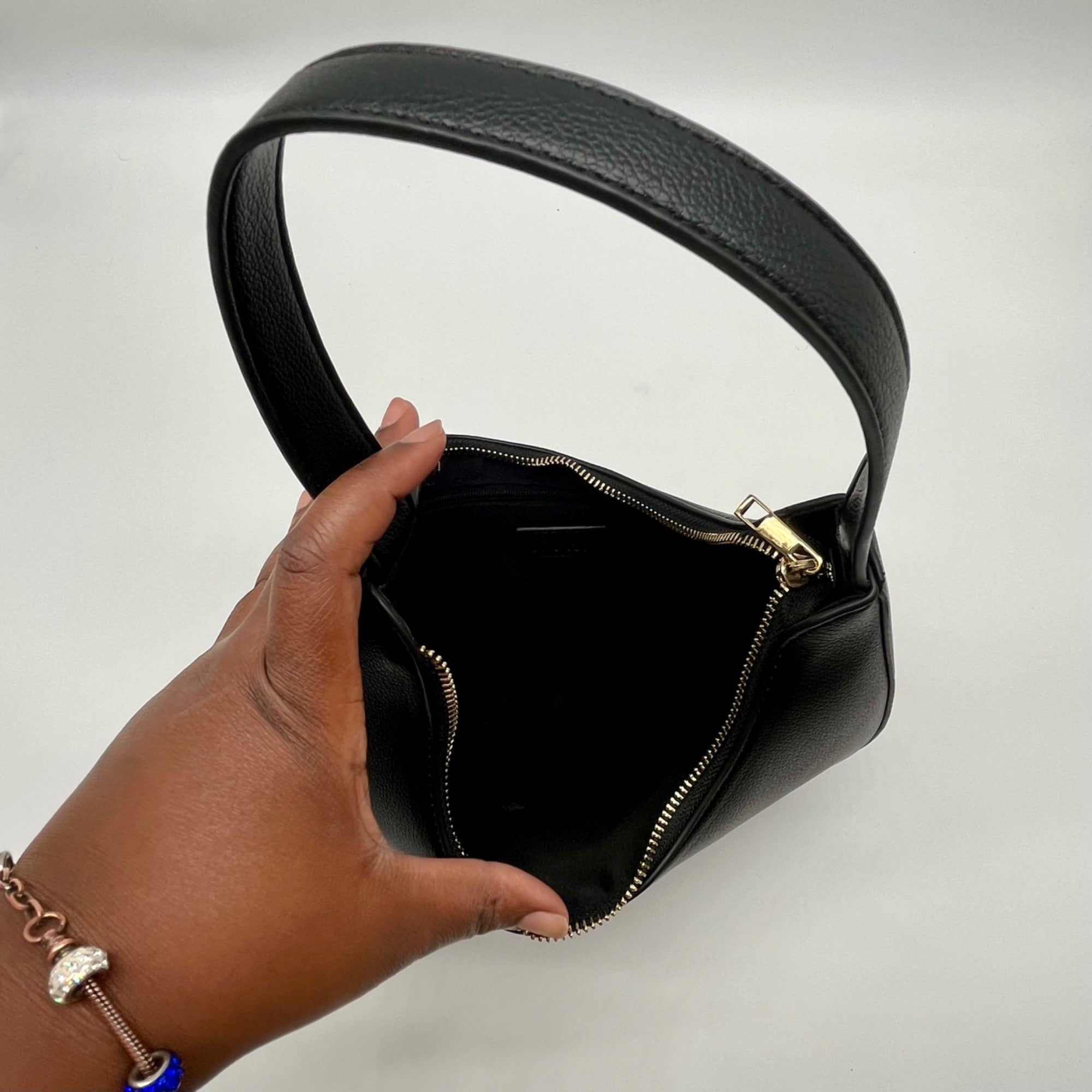 Like Dreams Black Faux Leather Noemie Half Moon Shoulder Bag