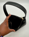 Like Dreams Black Faux Leather Noemie Half Moon Shoulder Bag