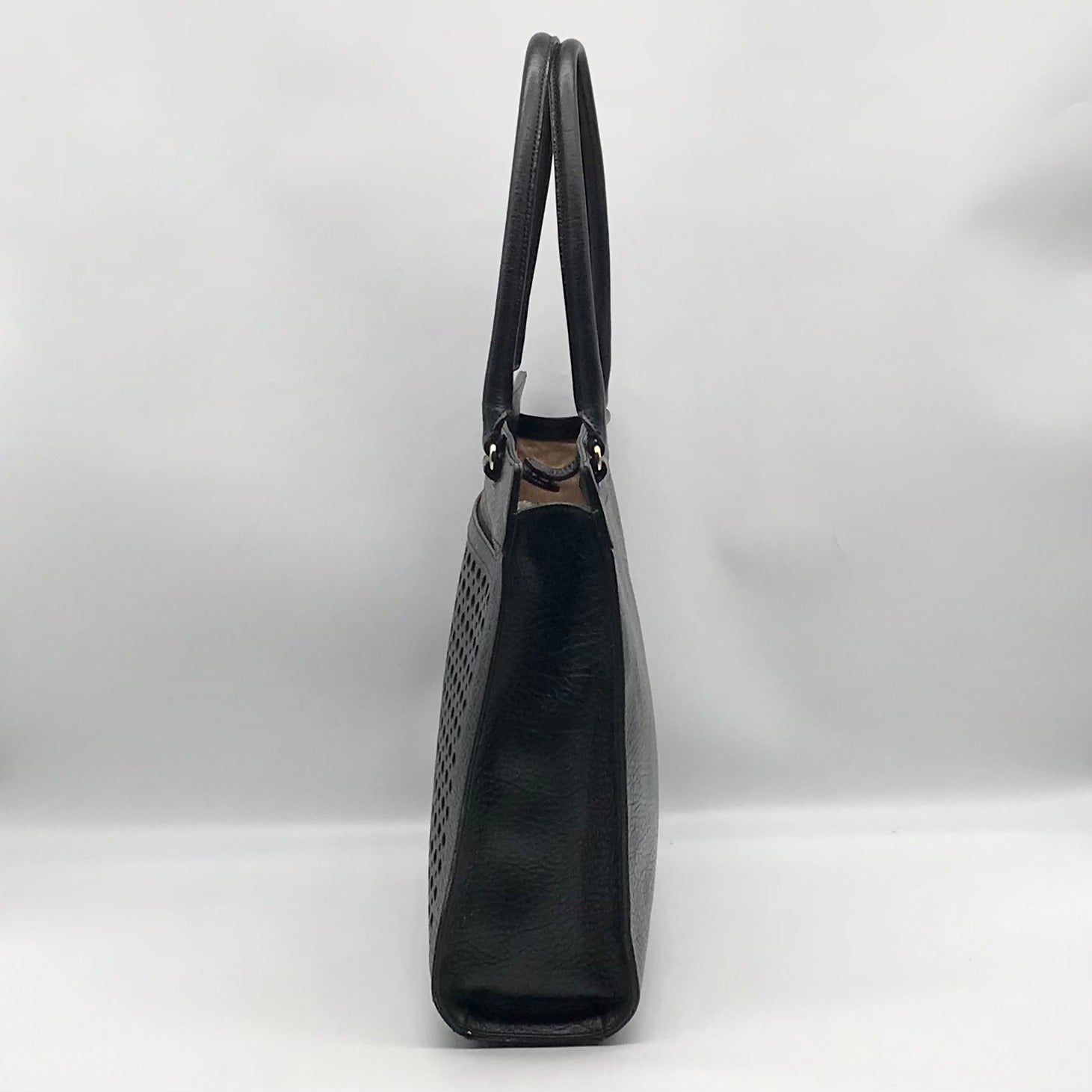 Kate Spade Black Pebbled Leather Lynne Bubbles Perforated Perri Lane Tote Bag