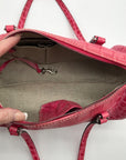 Brahmin Pink Croc Embossed Leather Nile Barrel Shoulder Bag