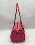 Brahmin Pink Croc Embossed Leather Nile Barrel Shoulder Bag