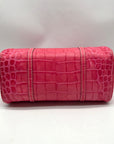 Brahmin Pink Croc Embossed Leather Nile Barrel Shoulder Bag