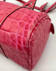 Brahmin Pink Croc Embossed Leather Nile Barrel Shoulder Bag