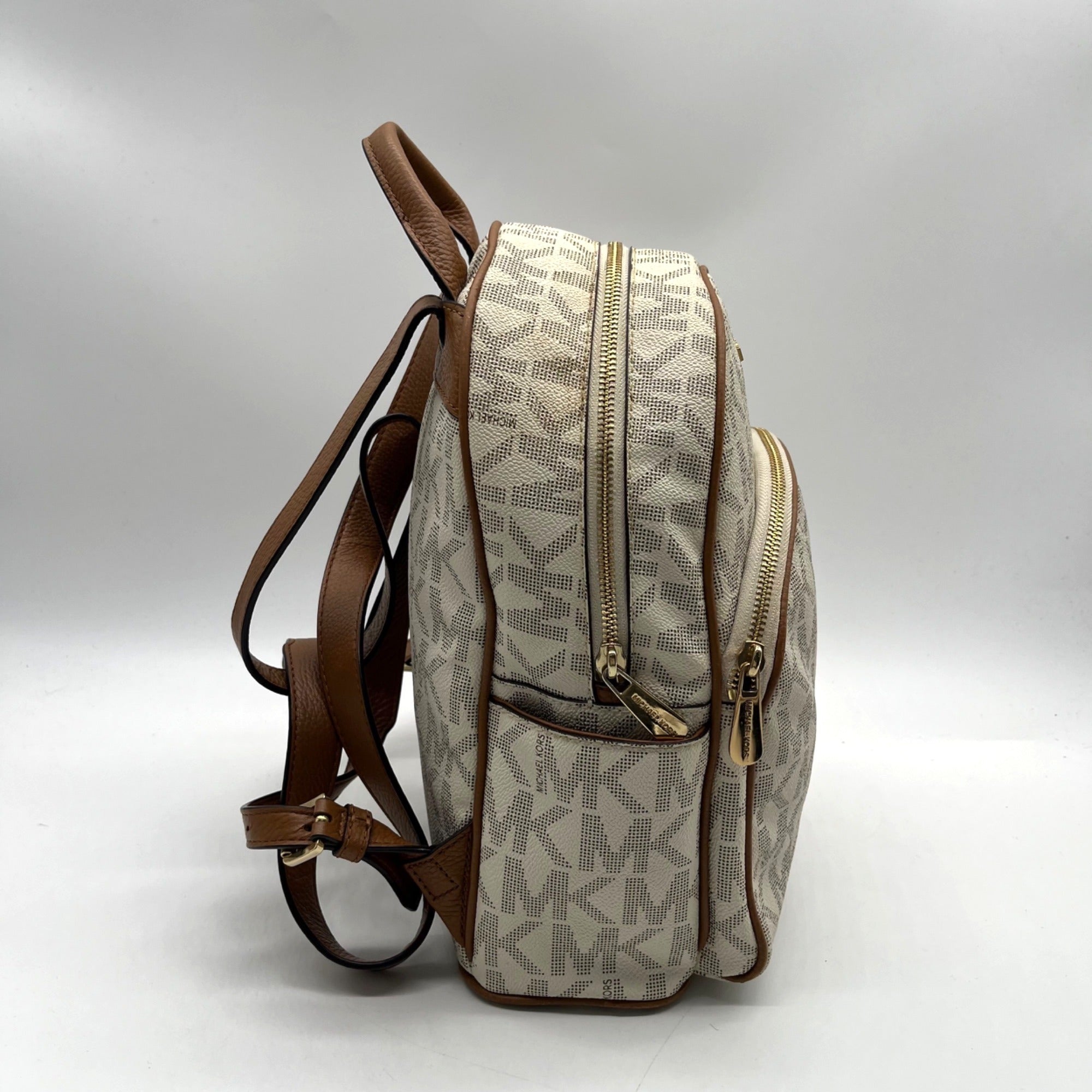 Michael Kors Cream Monogram Print Abbey Backpack