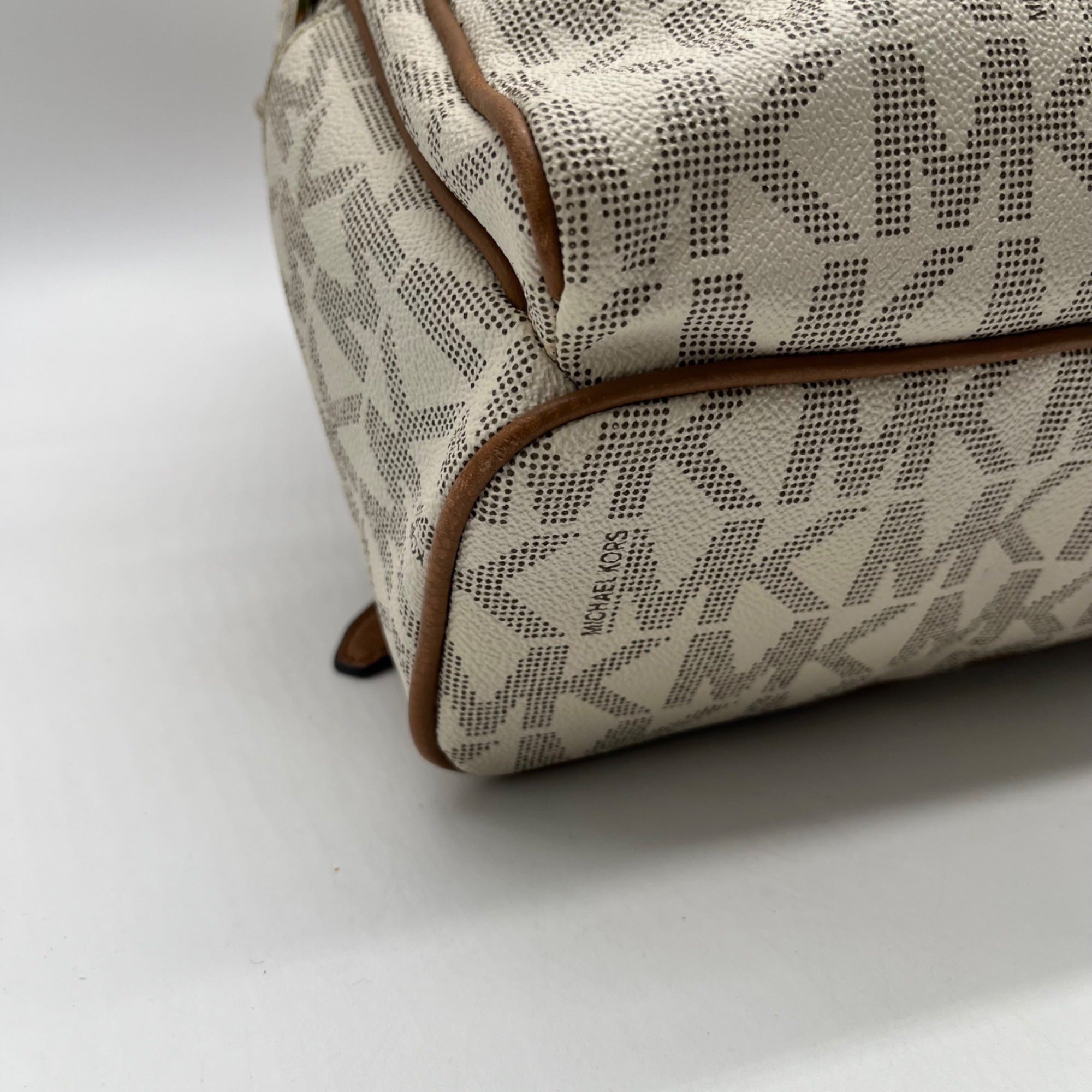 Michael Kors Cream Monogram Print Abbey Backpack