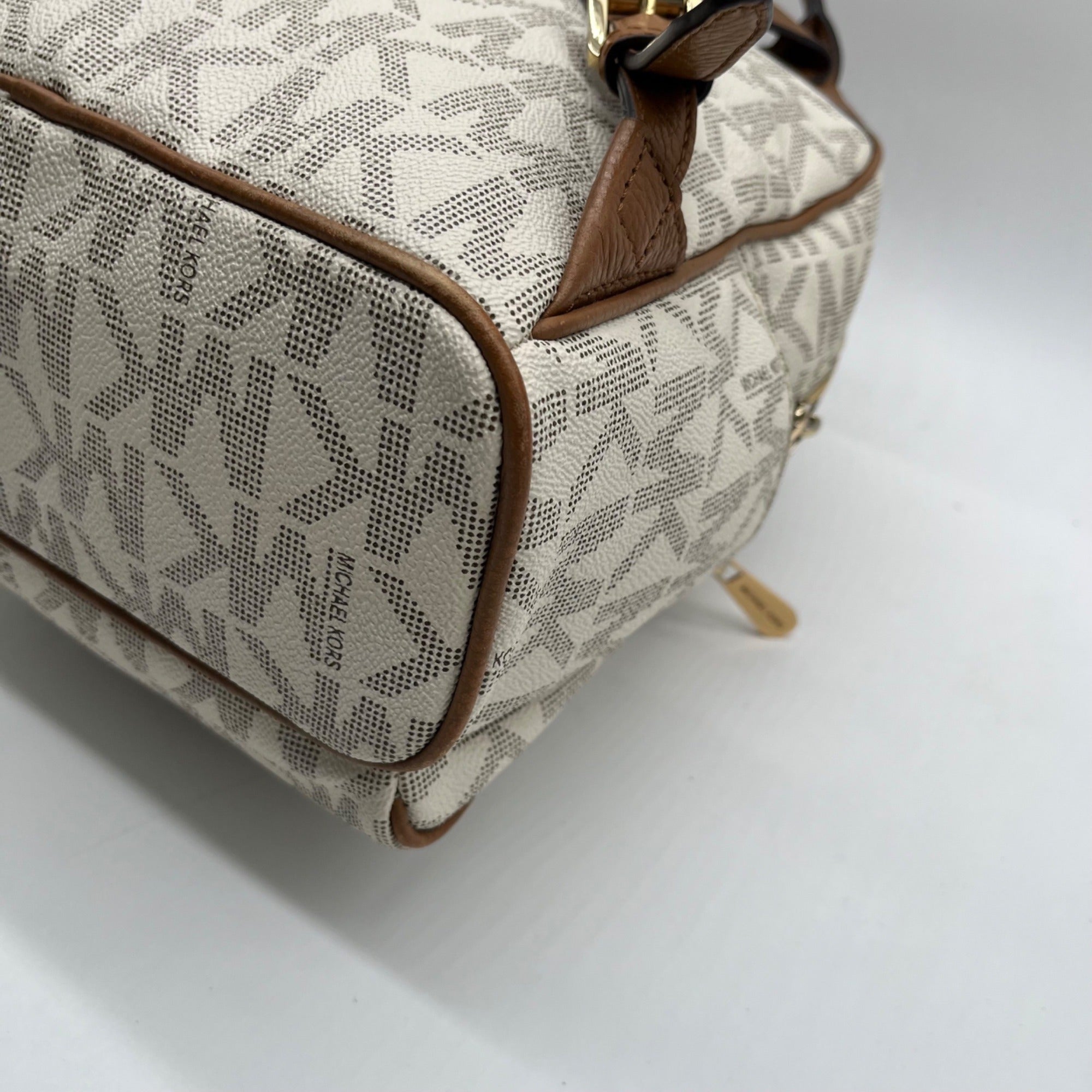 Michael Kors Cream Monogram Print Abbey Backpack