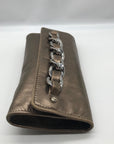 Michael Kors Metallic Light Gold Leather Chain Clutch
