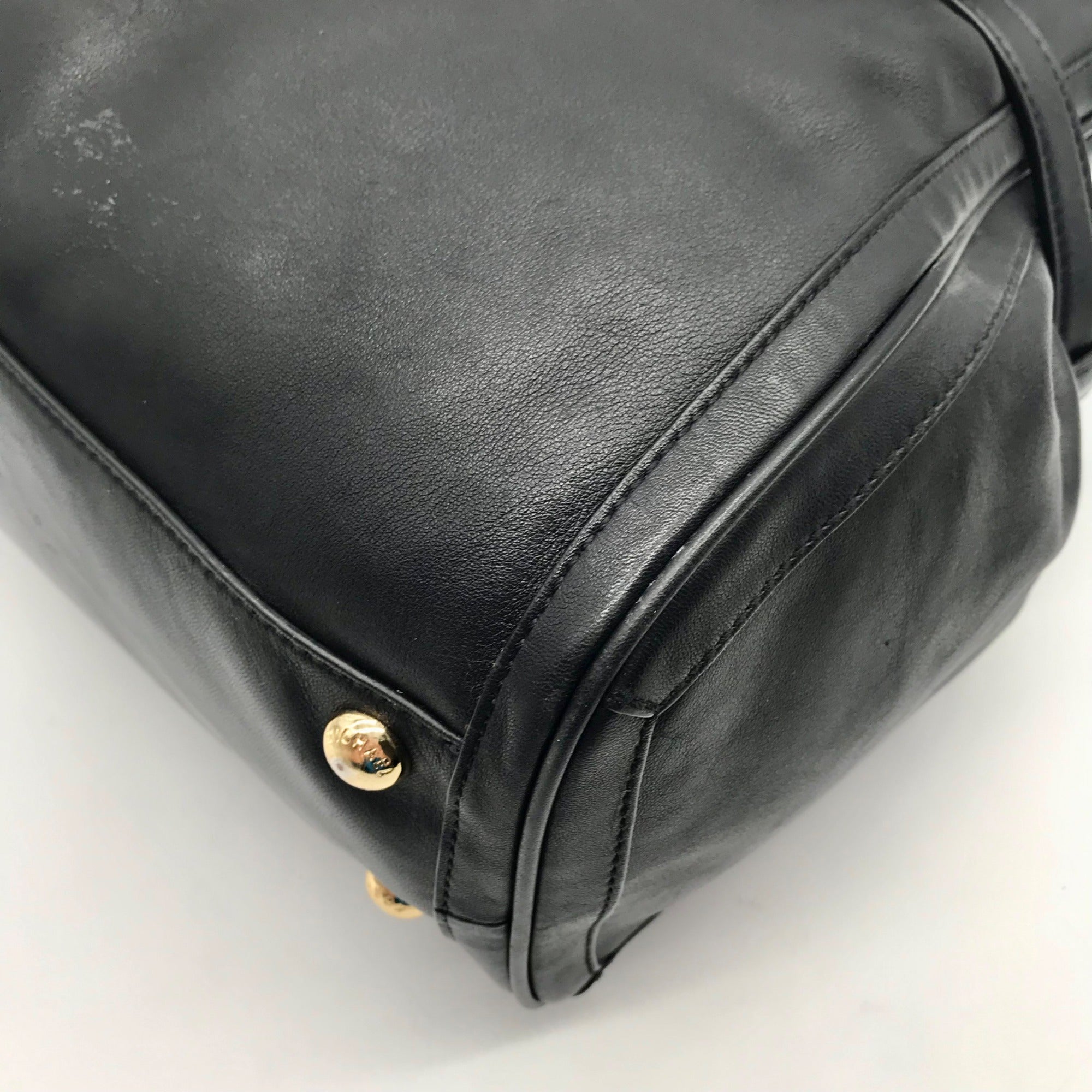 Michael Kors Black Leather Belted Hudson Convertible Shoulder Bag