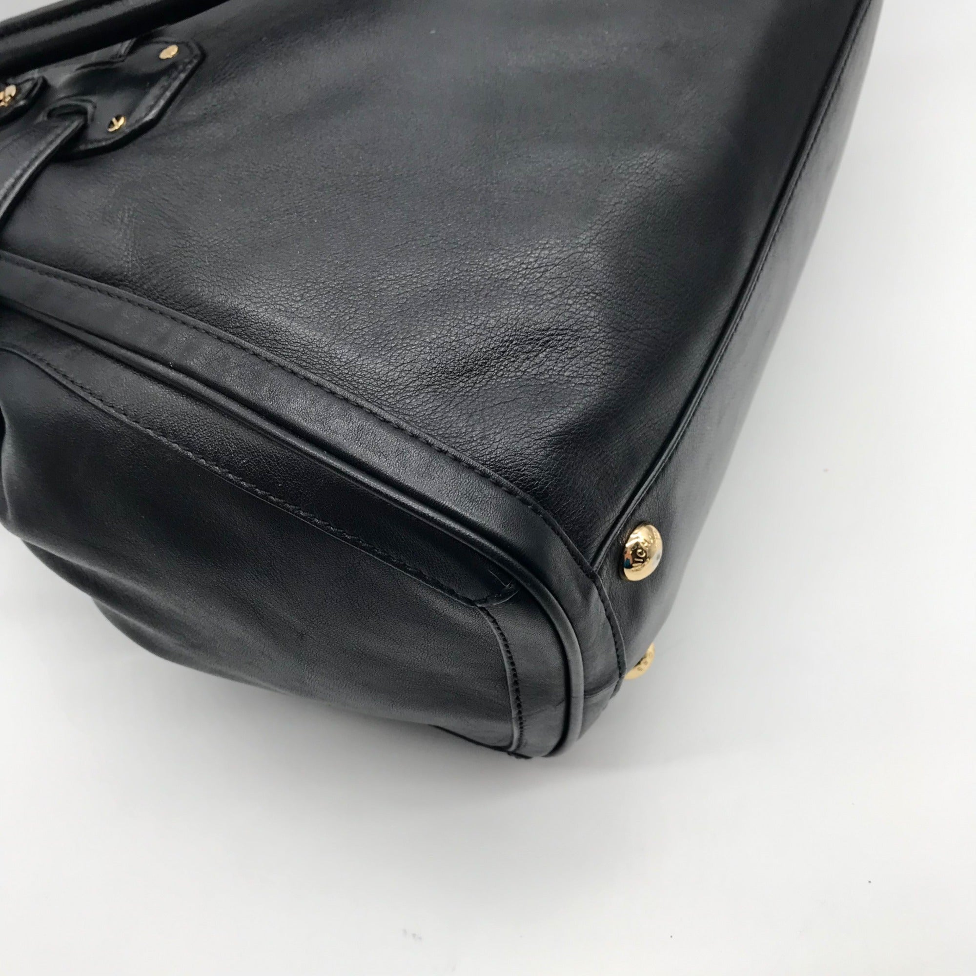 Michael Kors Black Leather Belted Hudson Convertible Shoulder Bag