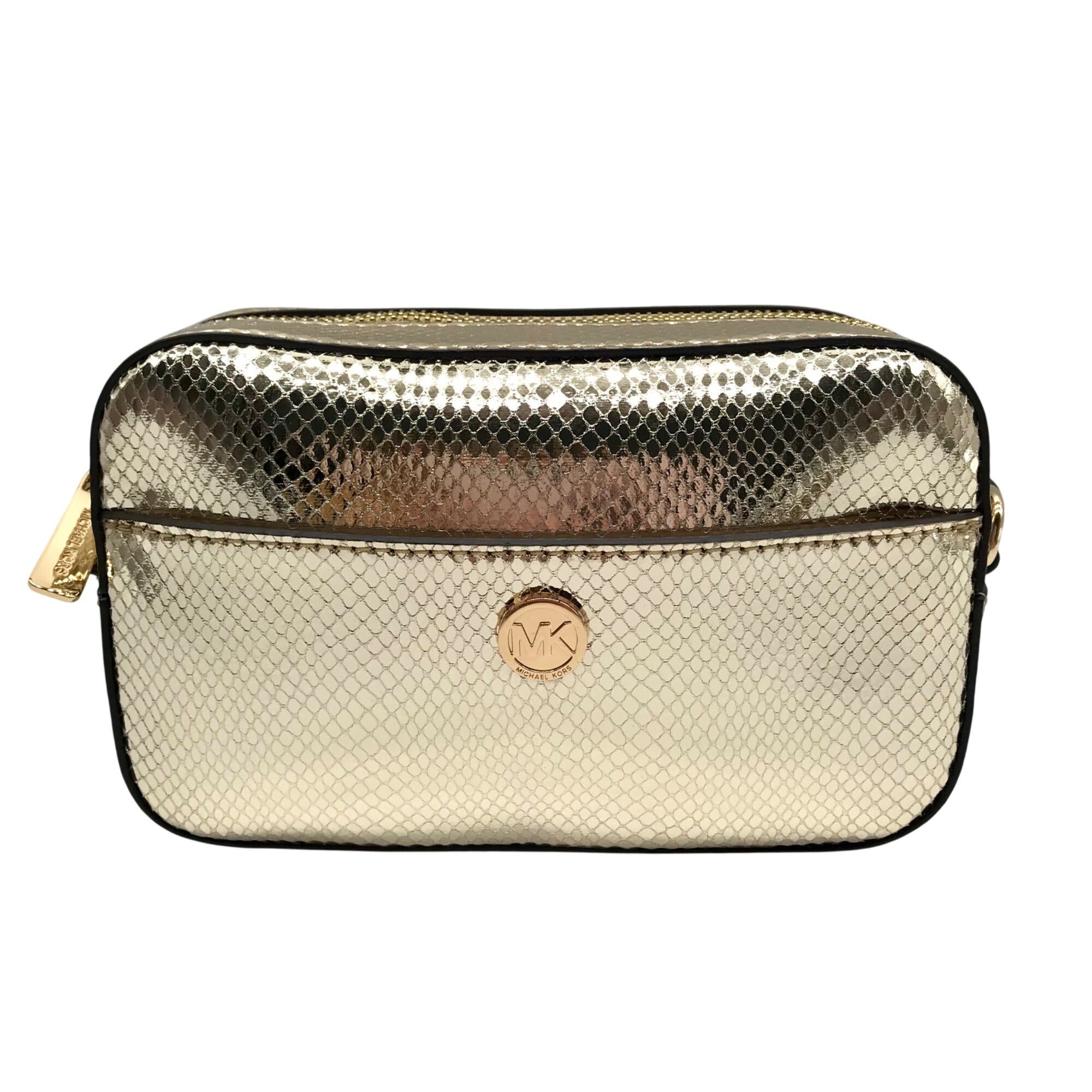 Michael Kors Metallic Gold Leather Maisie 2-In-1 Camera Crossbody Bag