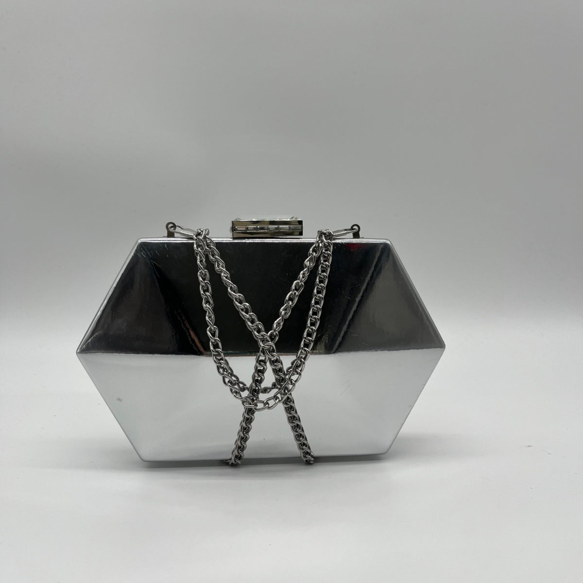 Nina Silver Faux Leather Metallic Crossbody/Clutch