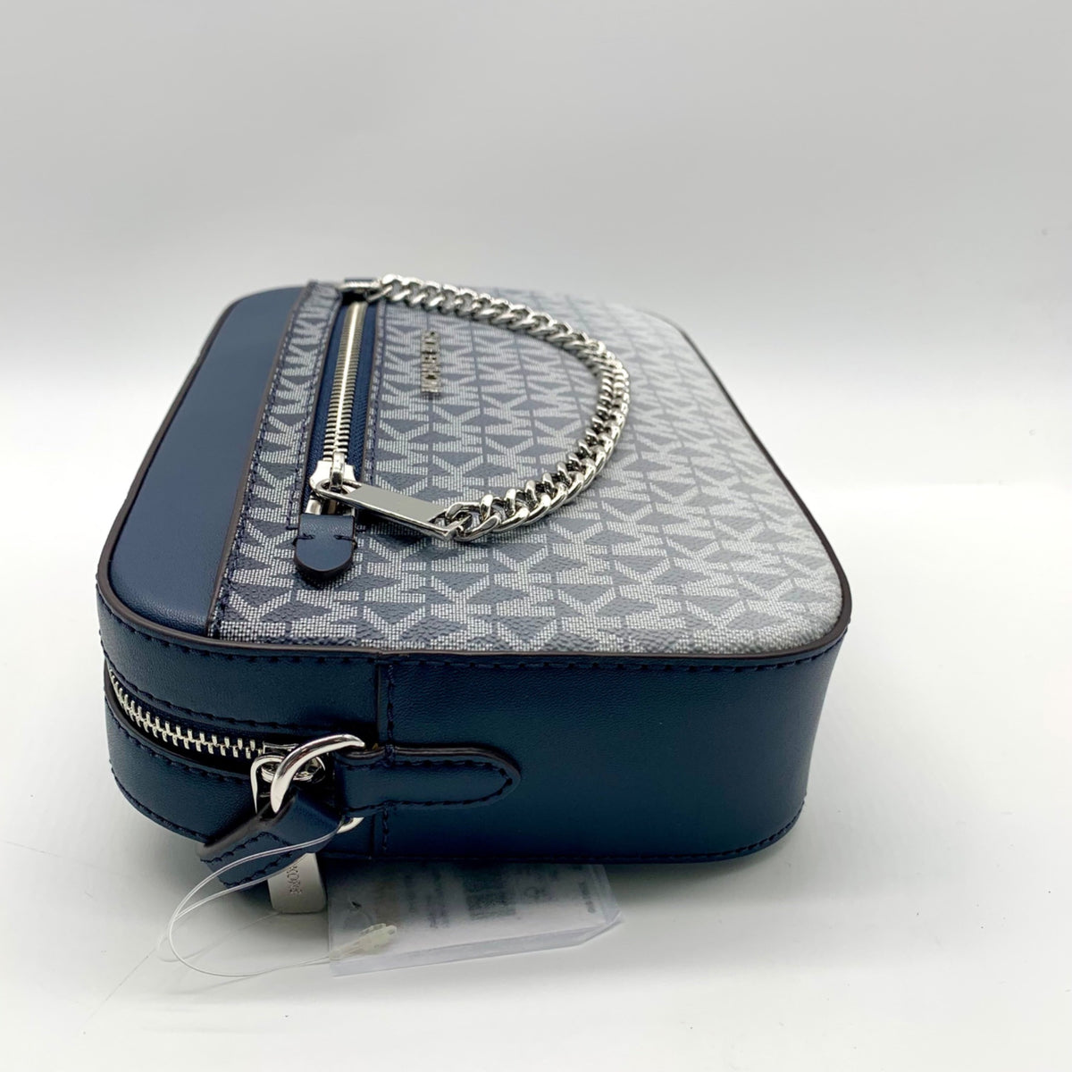 Michael Kors Blue Coated Canvas Jet Set Large Crossbody Bag