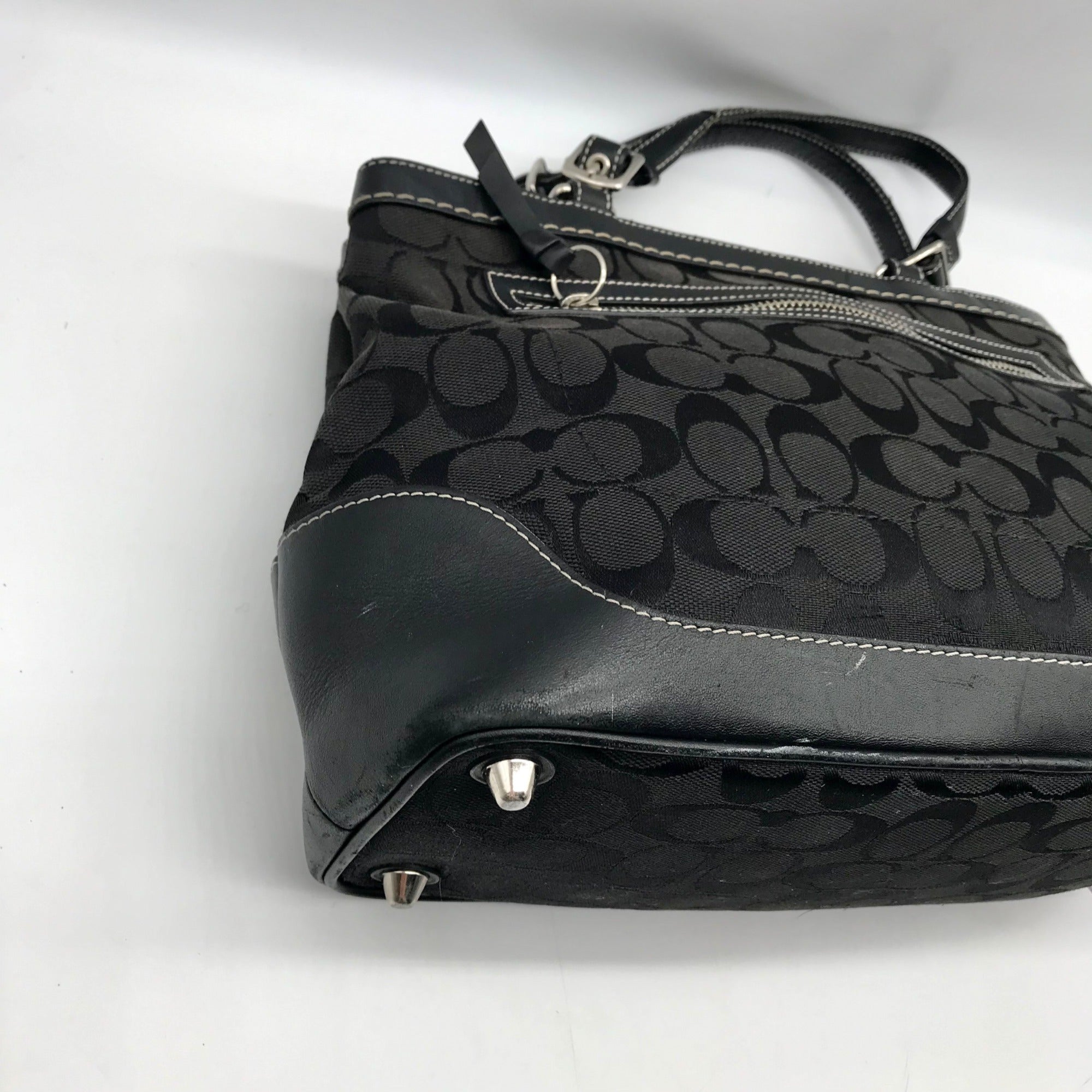 Coach Black Monogram Canvas Hampton Satchel Bag 6830