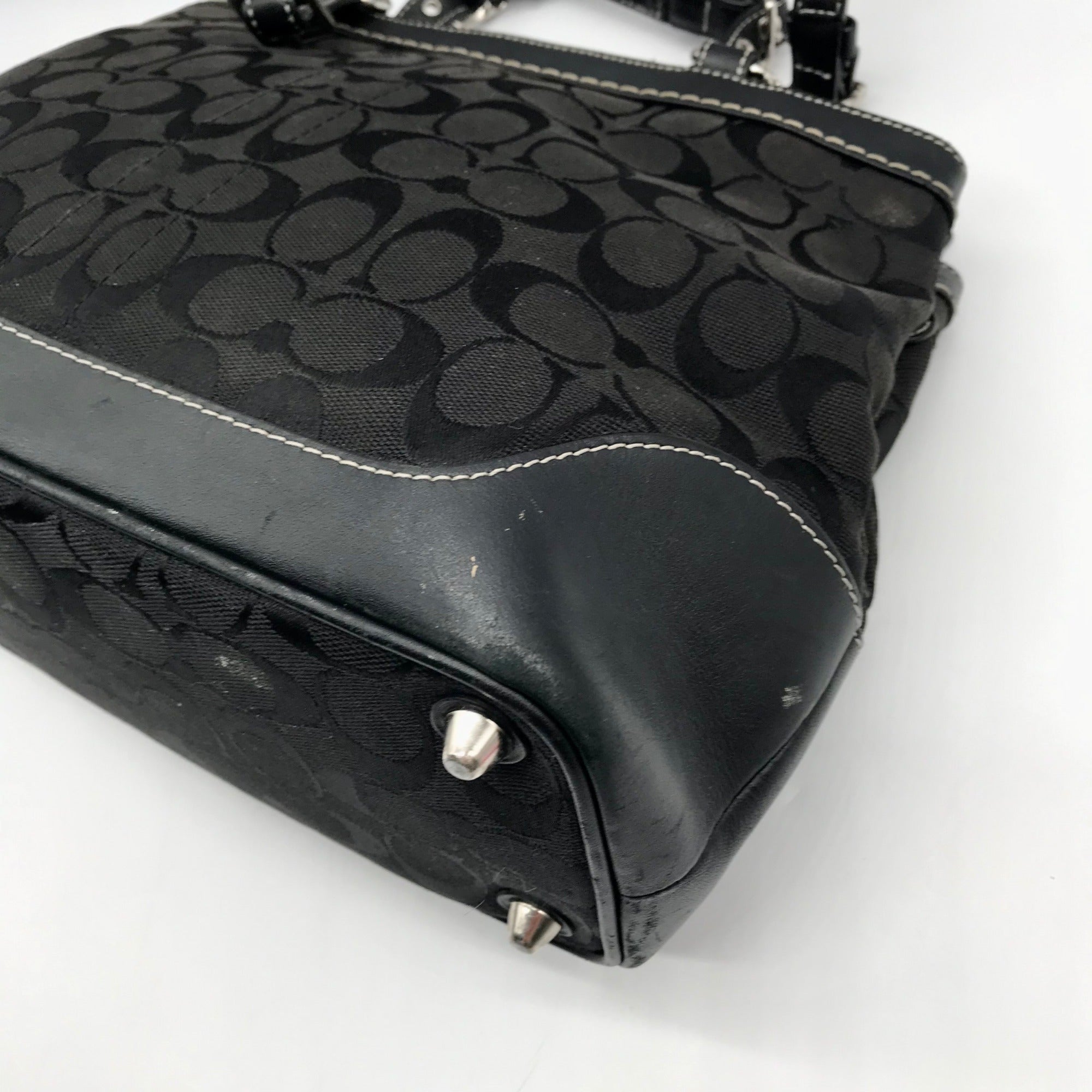 Coach Black Monogram Canvas Hampton Satchel Bag 6830