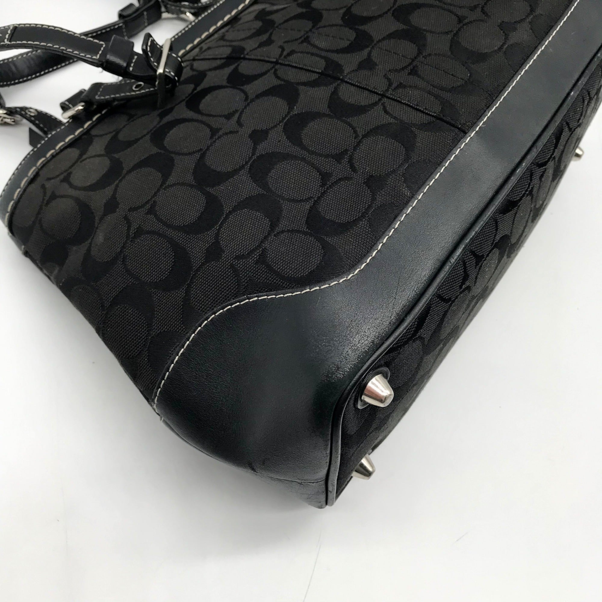 Coach Black Monogram Canvas Hampton Satchel Bag 6830