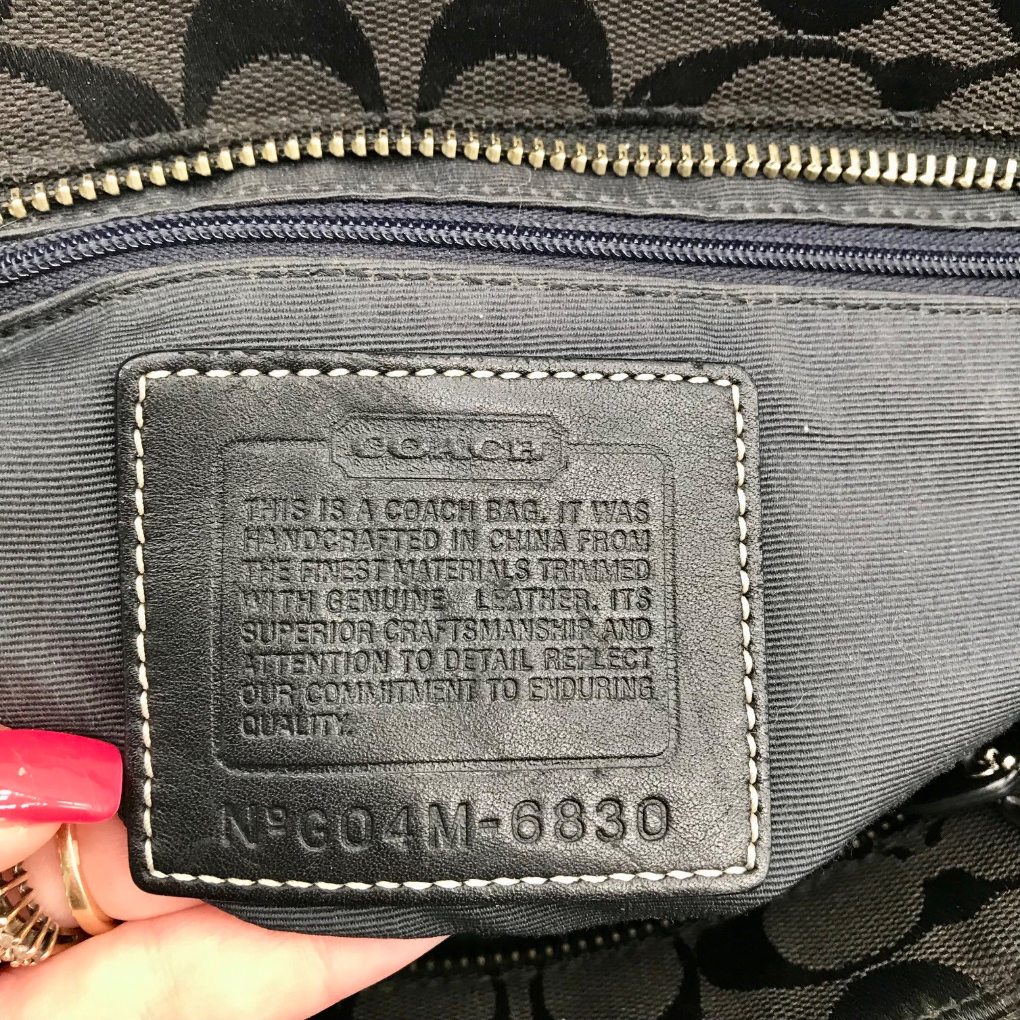 Coach Black Monogram Canvas Hampton Satchel Bag 6830