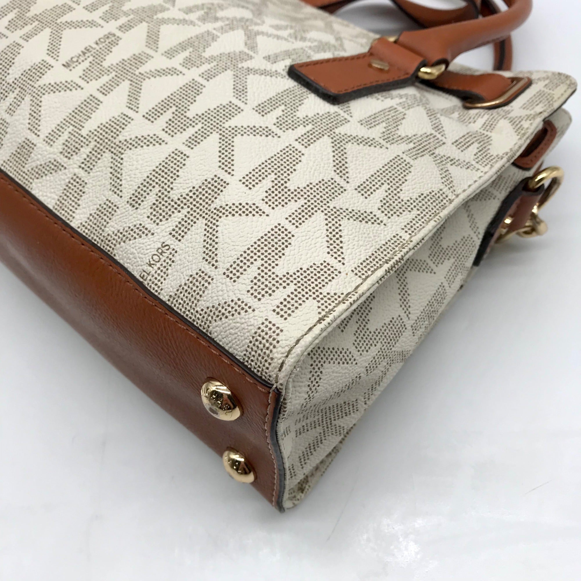 Michael Kors Ivory Monogram Canvas Hamilton Bag