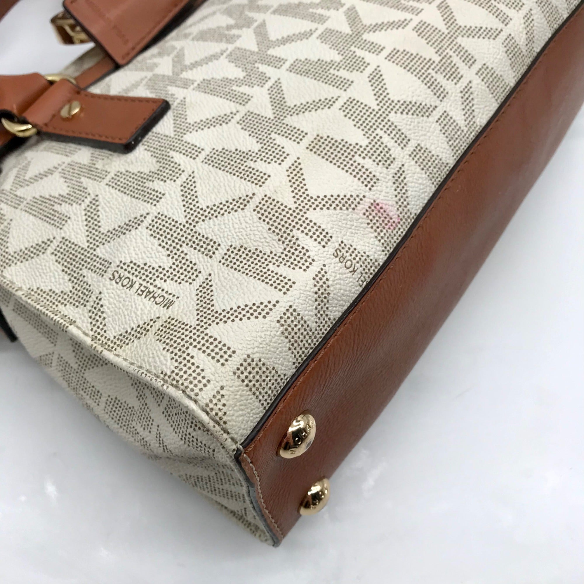 Michael Kors Ivory Monogram Canvas Hamilton Bag