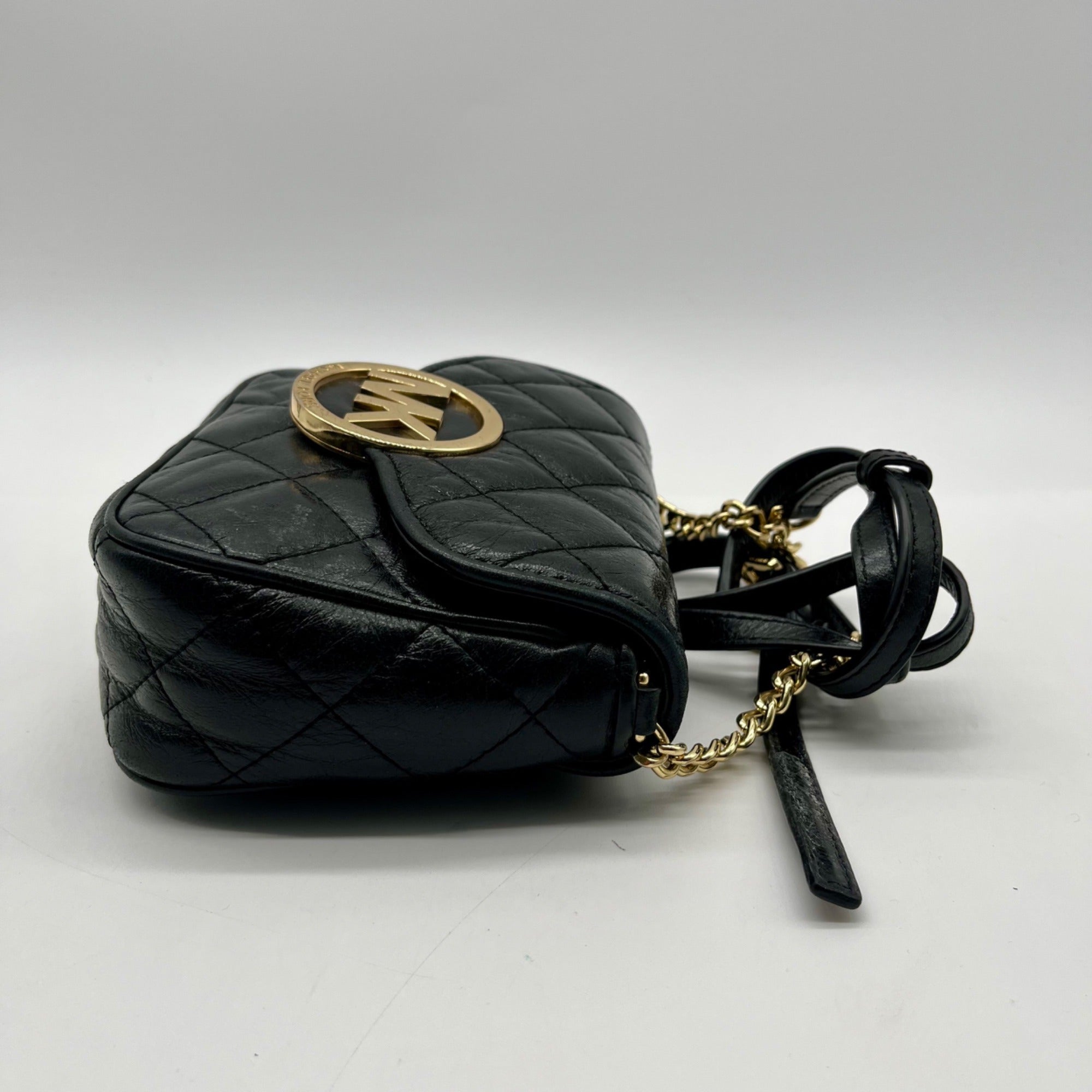 Michael Kors Black Leather Fulton Crossbody Bag