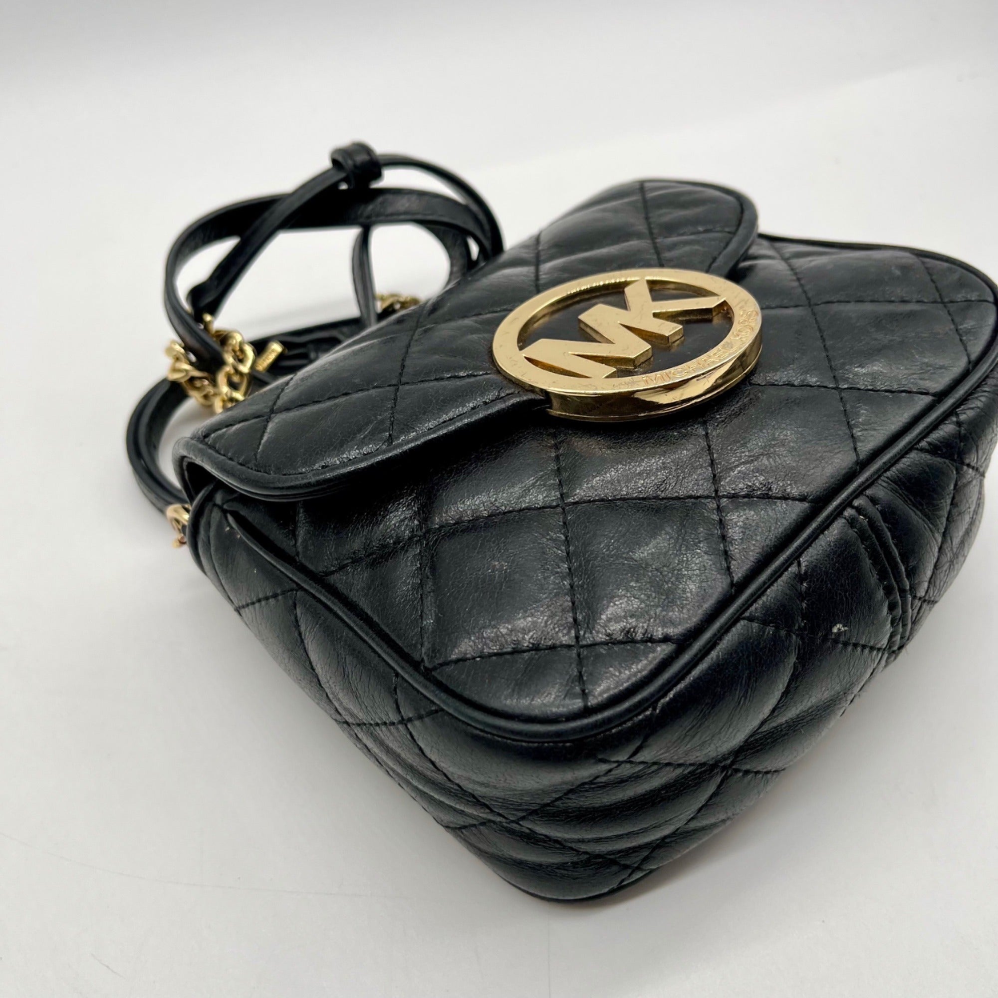 Michael Kors Black Leather Fulton Crossbody Bag