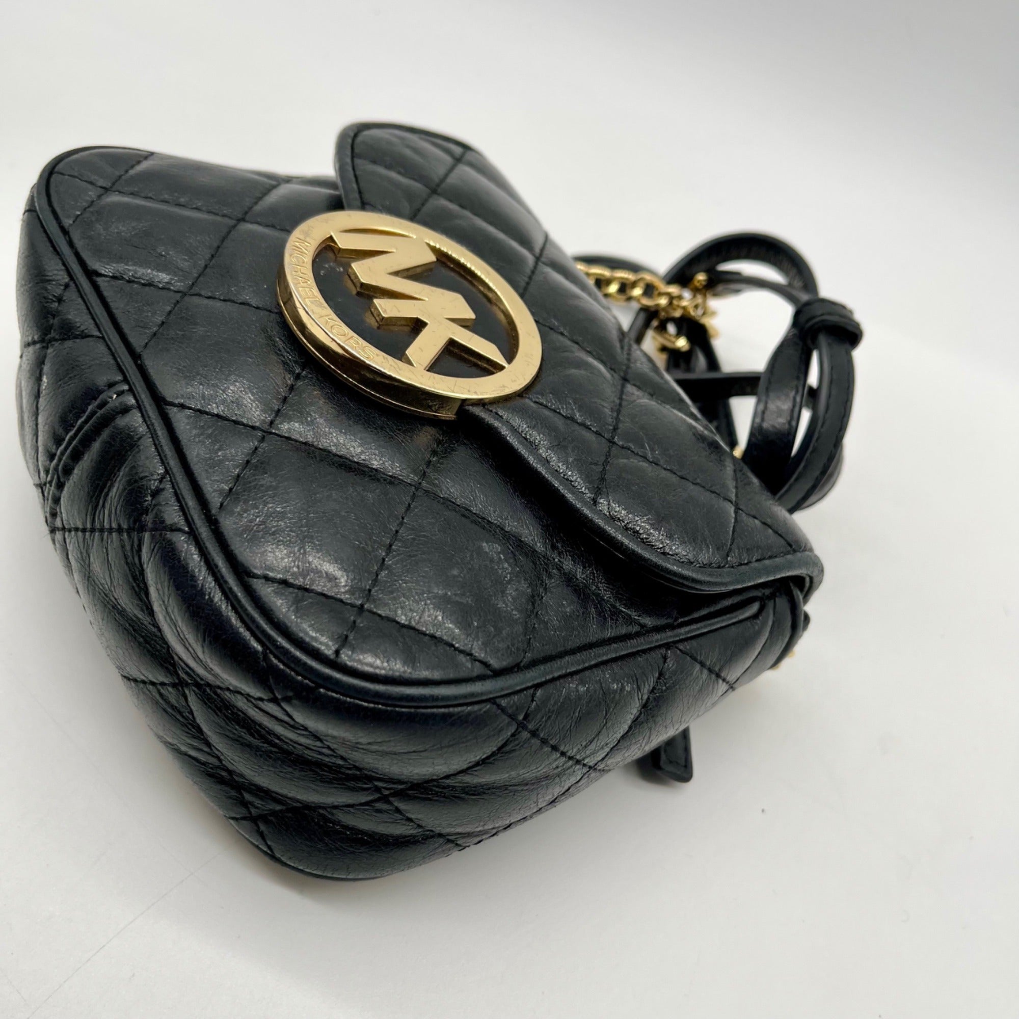 Michael Kors Black Leather Fulton Crossbody Bag