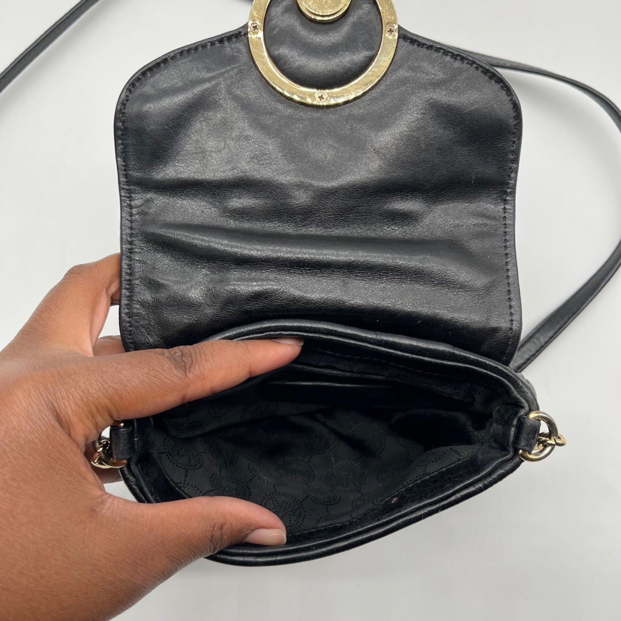 Michael Kors Black Leather Fulton Crossbody Bag