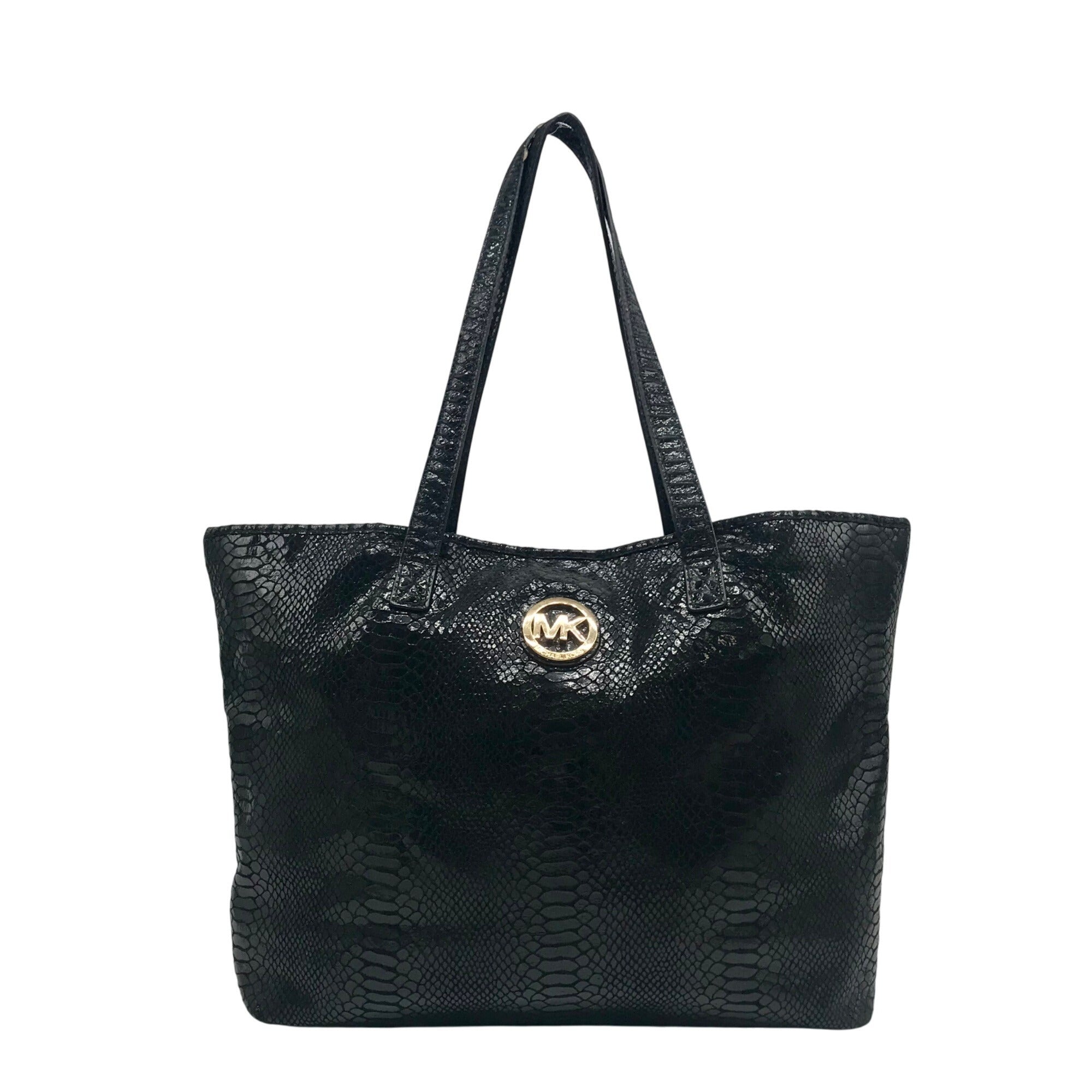 Michael Kors Black Snake-Embossed Leather Tote