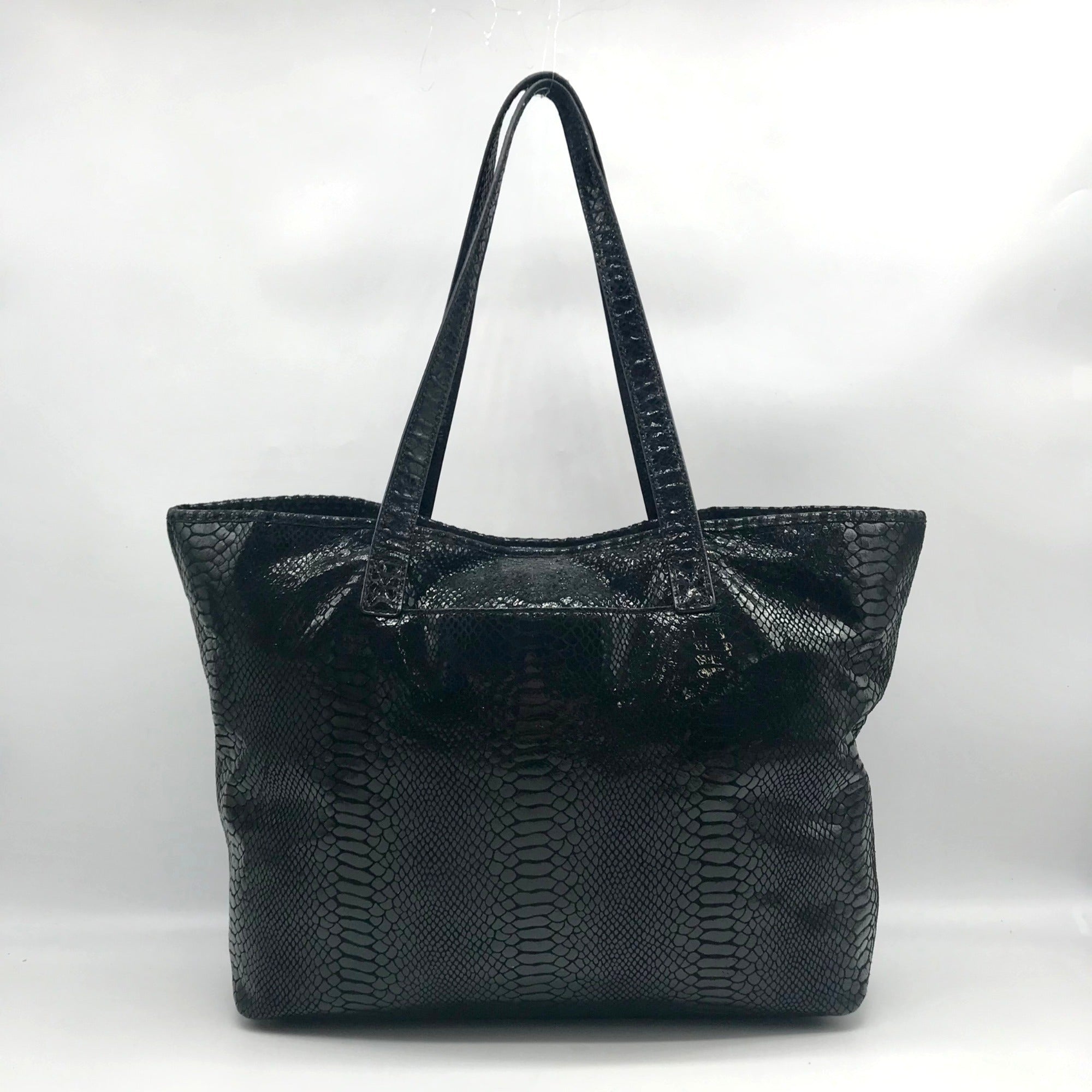 Michael Kors Black Snake-Embossed Leather Tote