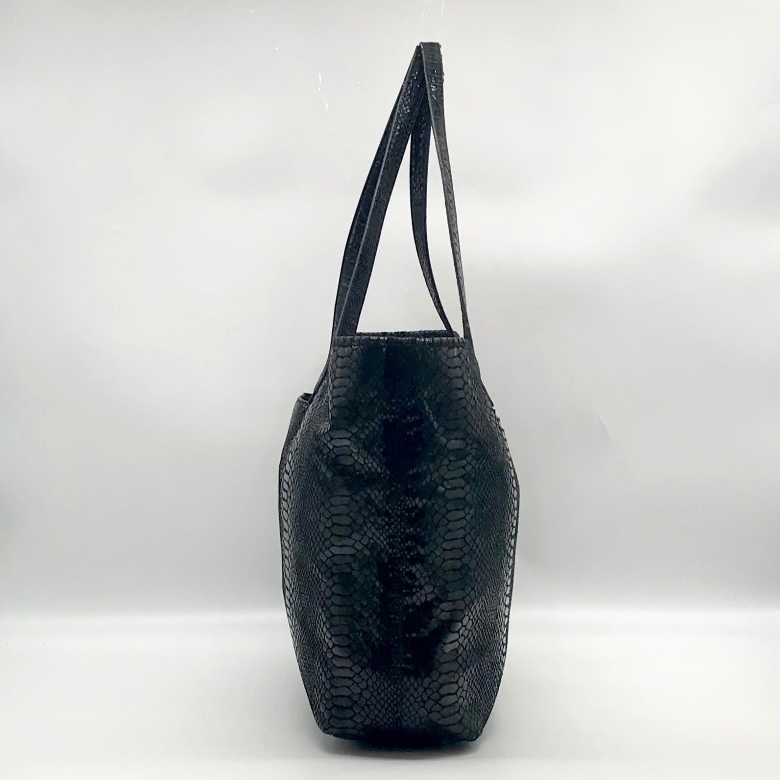 Michael Kors Black Snake-Embossed Leather Tote