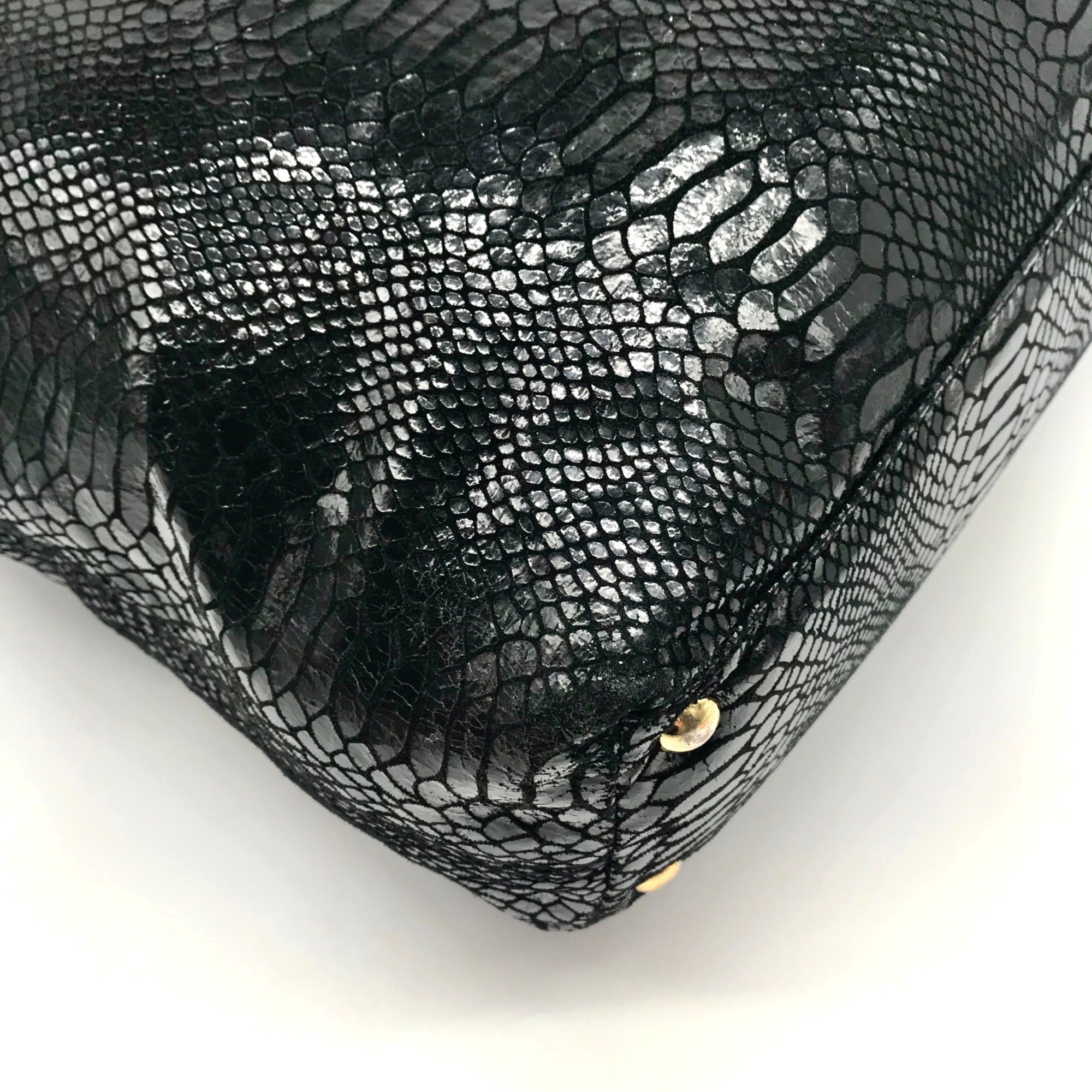 Michael Kors Black Snake-Embossed Leather Tote
