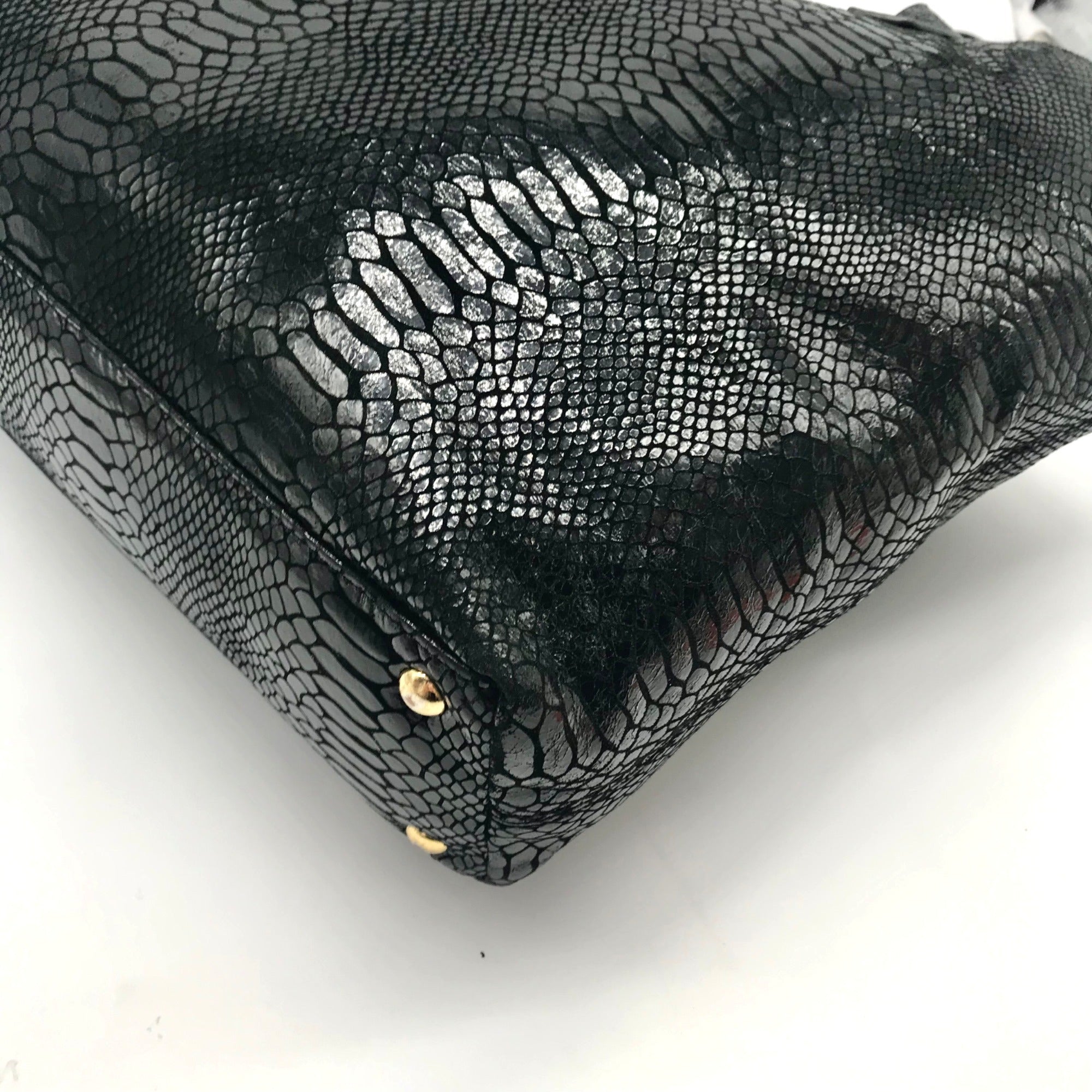 Michael Kors Black Snake-Embossed Leather Tote