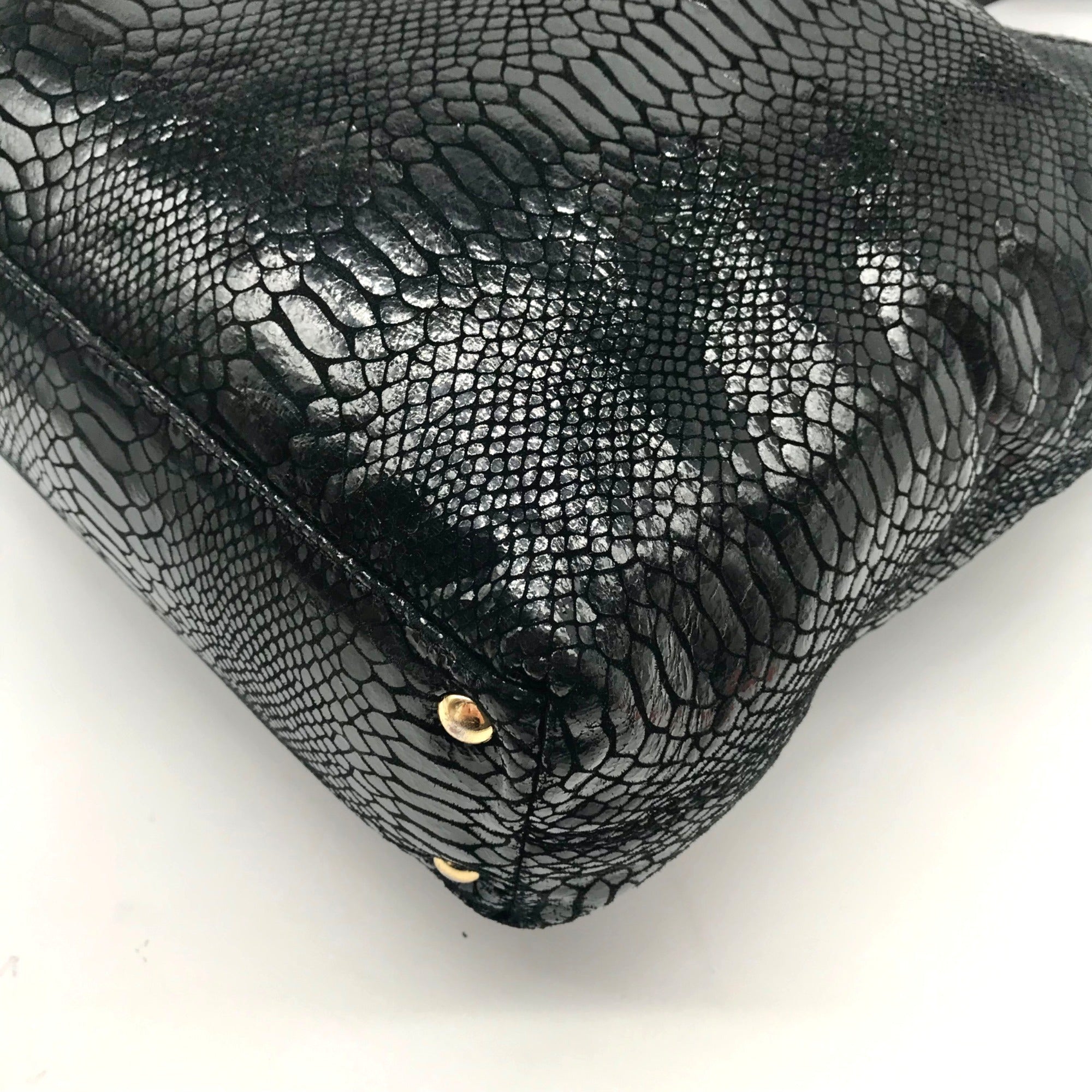 Michael Kors Black Snake-Embossed Leather Tote