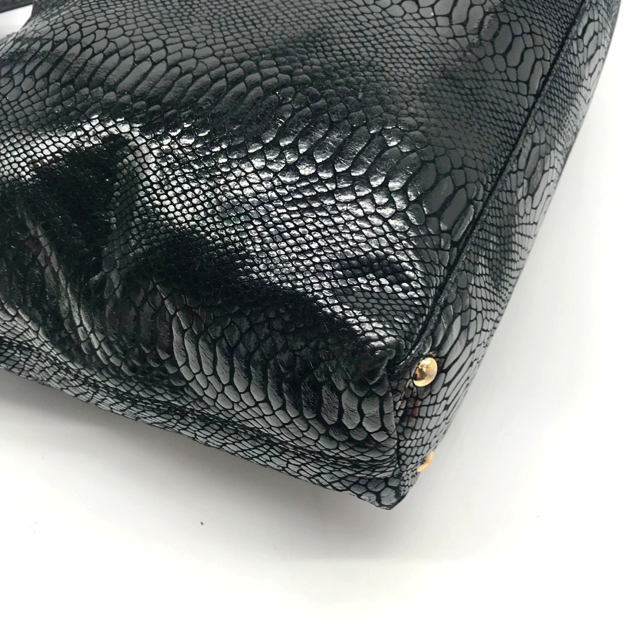 Michael Kors Black Snake-Embossed Leather Tote
