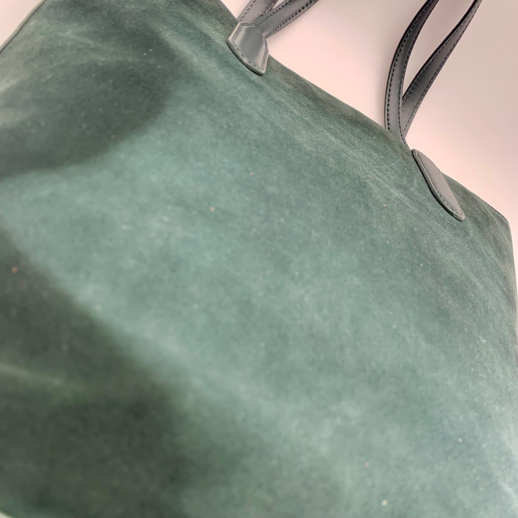 Ralph Lauren Pine Green Suede Alexis Tote Bag