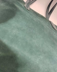 Ralph Lauren Pine Green Suede Alexis Tote Bag