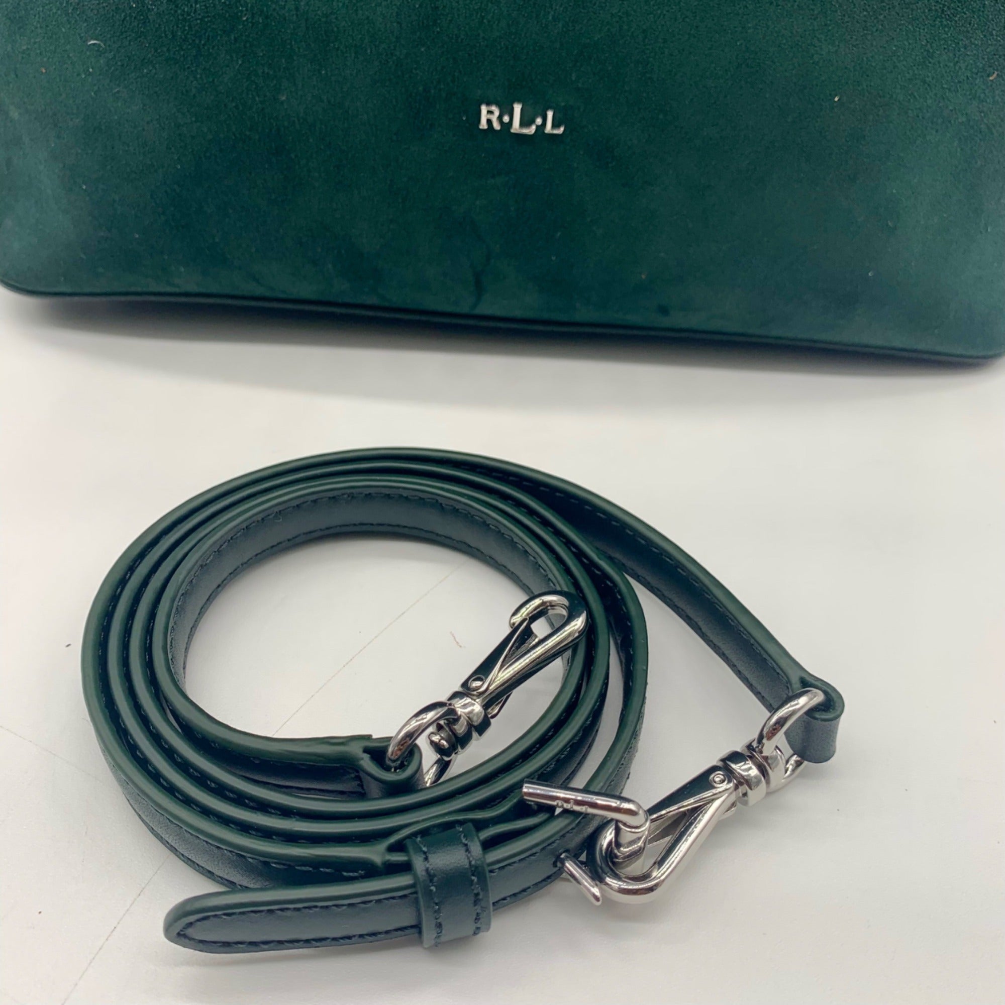 Ralph Lauren Pine Green Suede Alexis Tote Bag