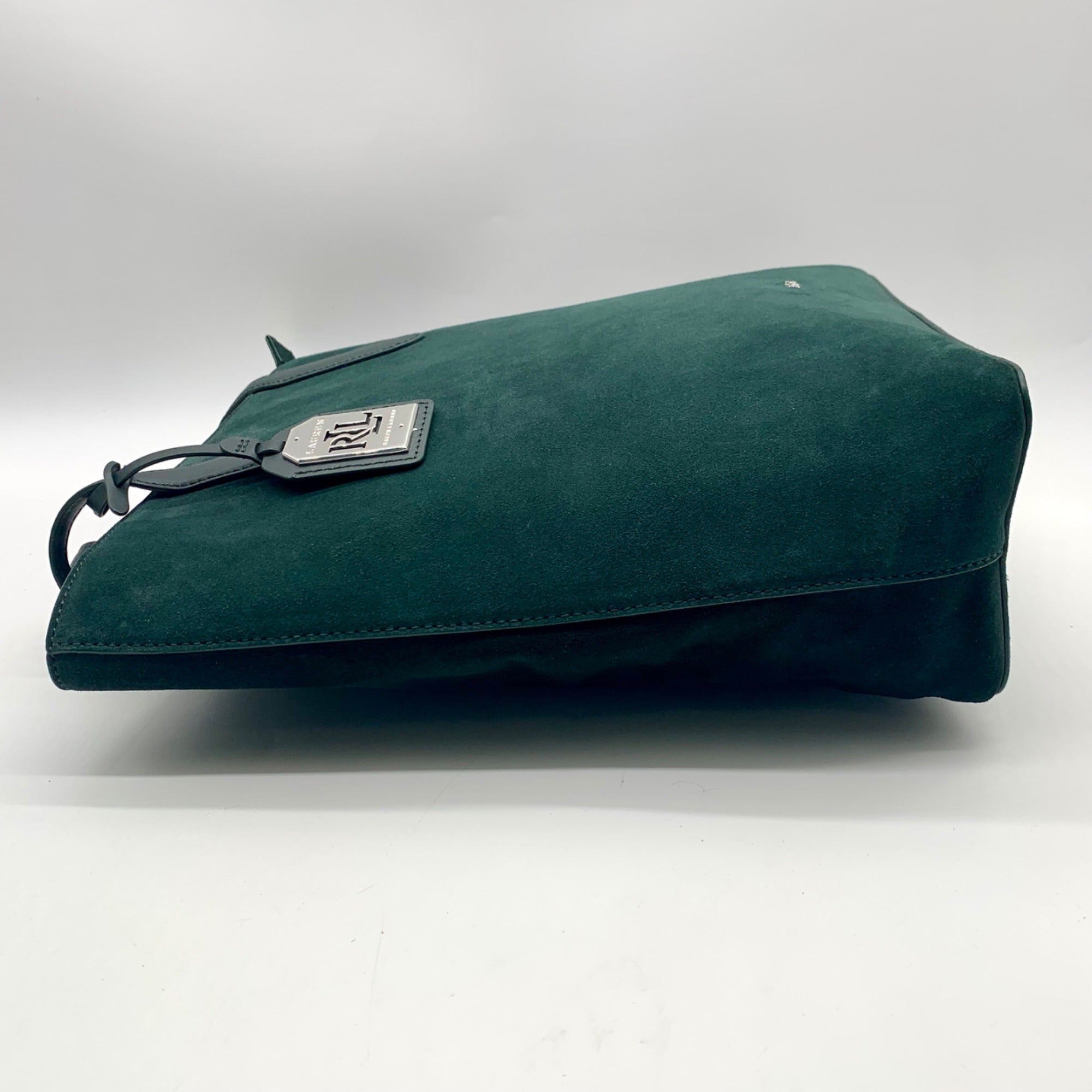 Ralph Lauren Pine Green Suede Alexis Tote Bag