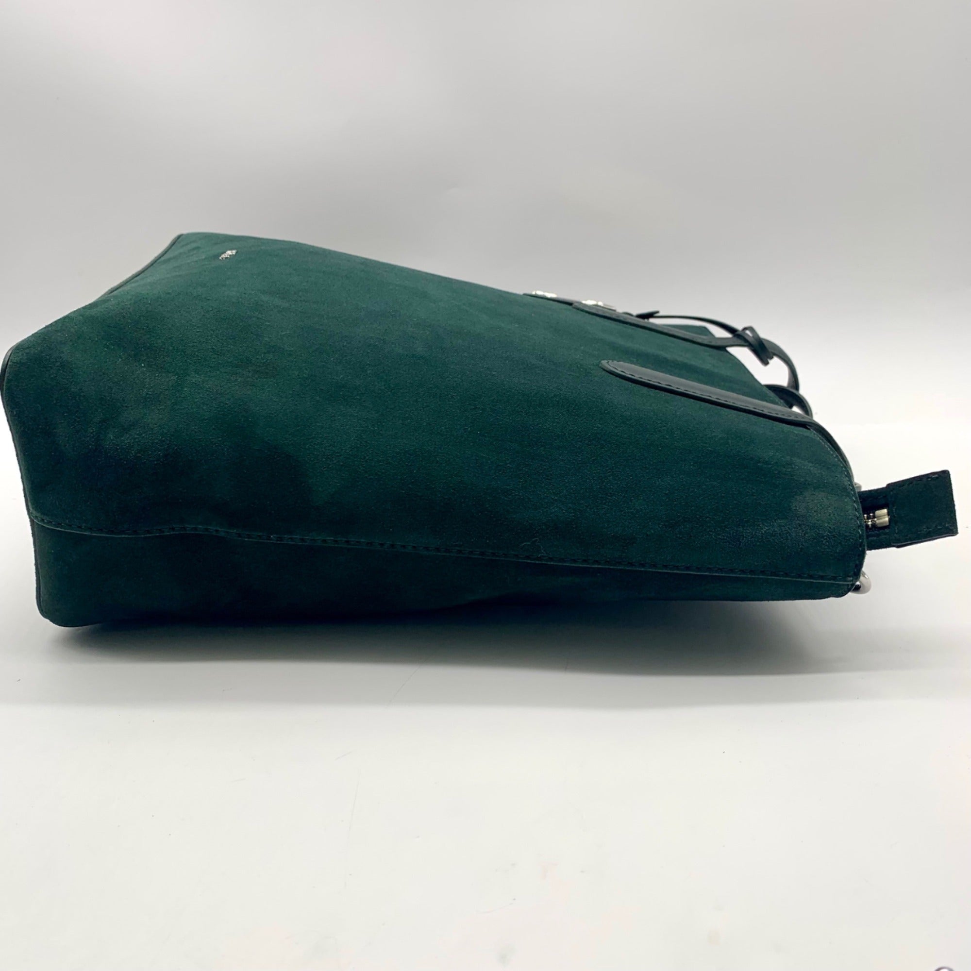Ralph Lauren Pine Green Suede Alexis Tote Bag