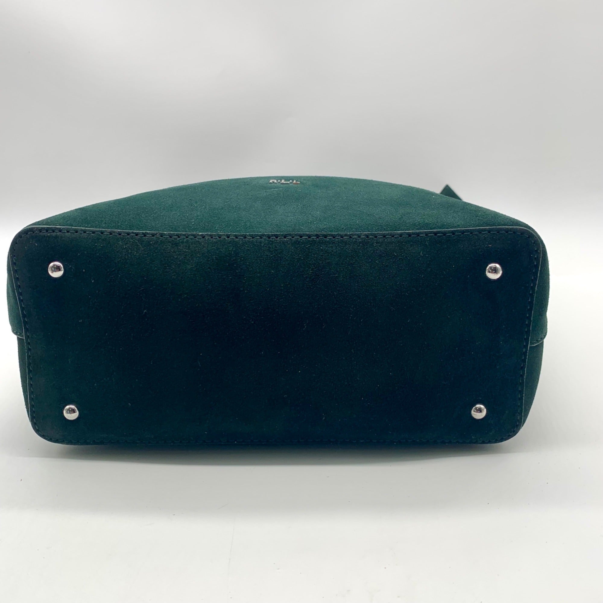 Ralph Lauren Pine Green Suede Alexis Tote Bag