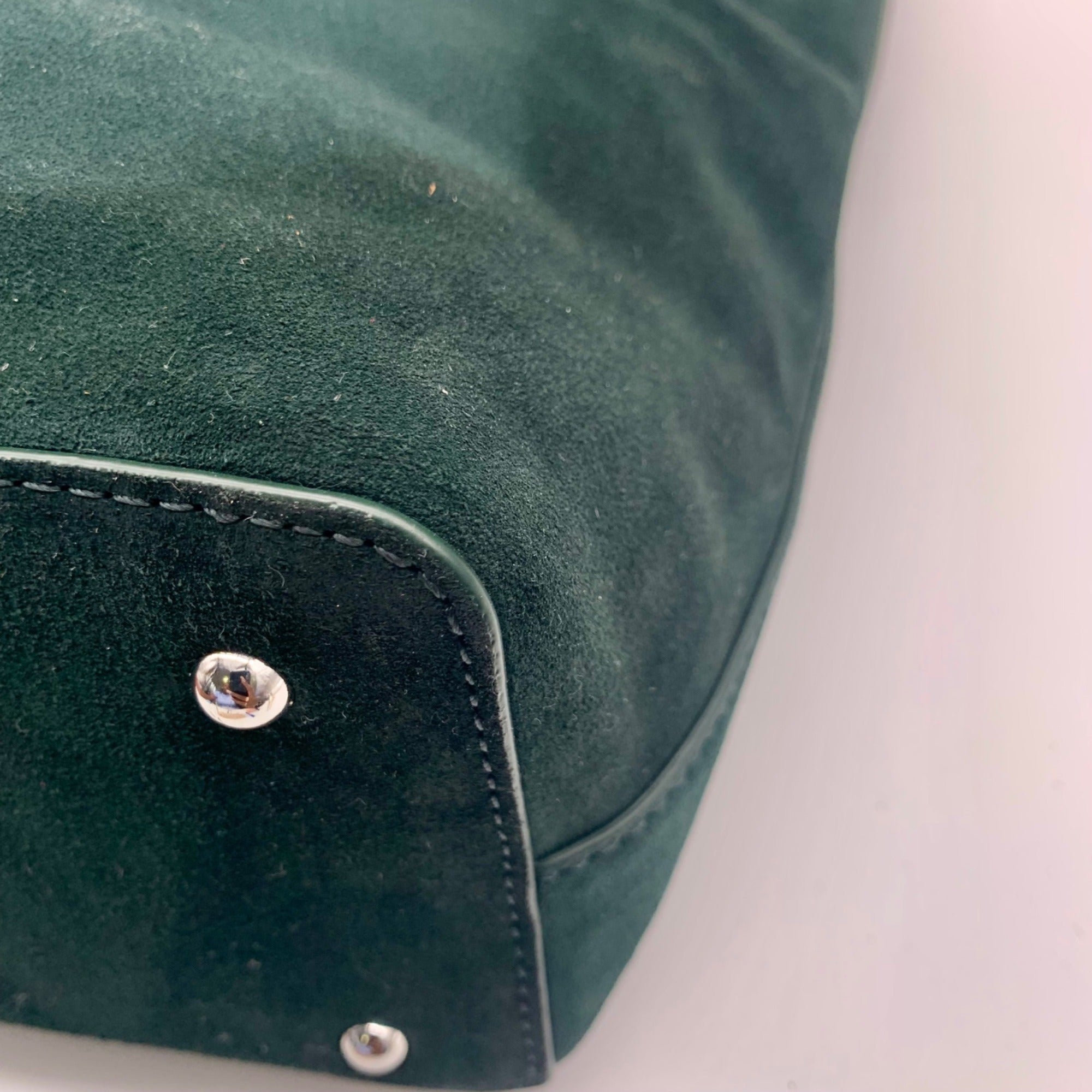 Ralph Lauren Pine Green Suede Alexis Tote Bag