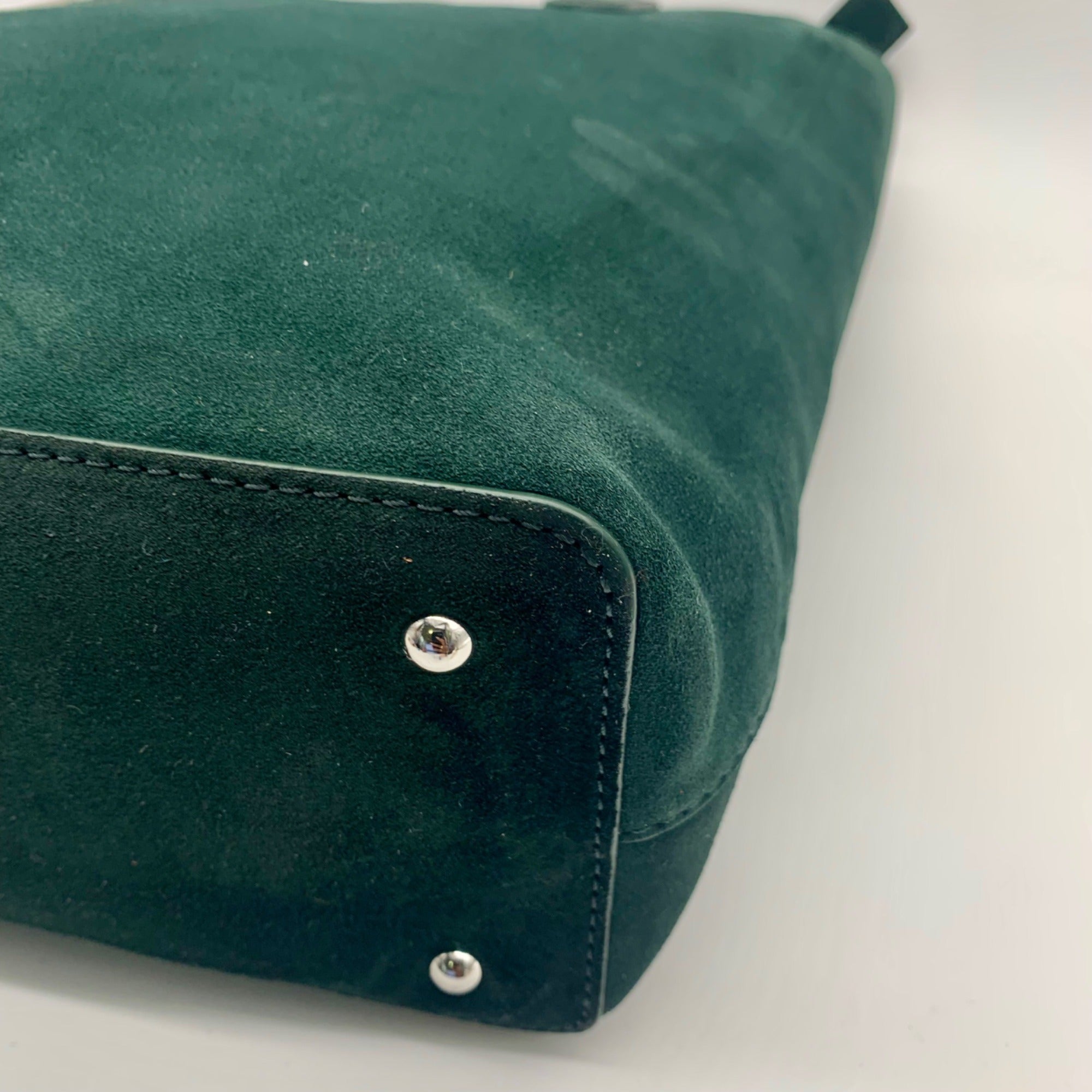 Ralph Lauren Pine Green Suede Alexis Tote Bag