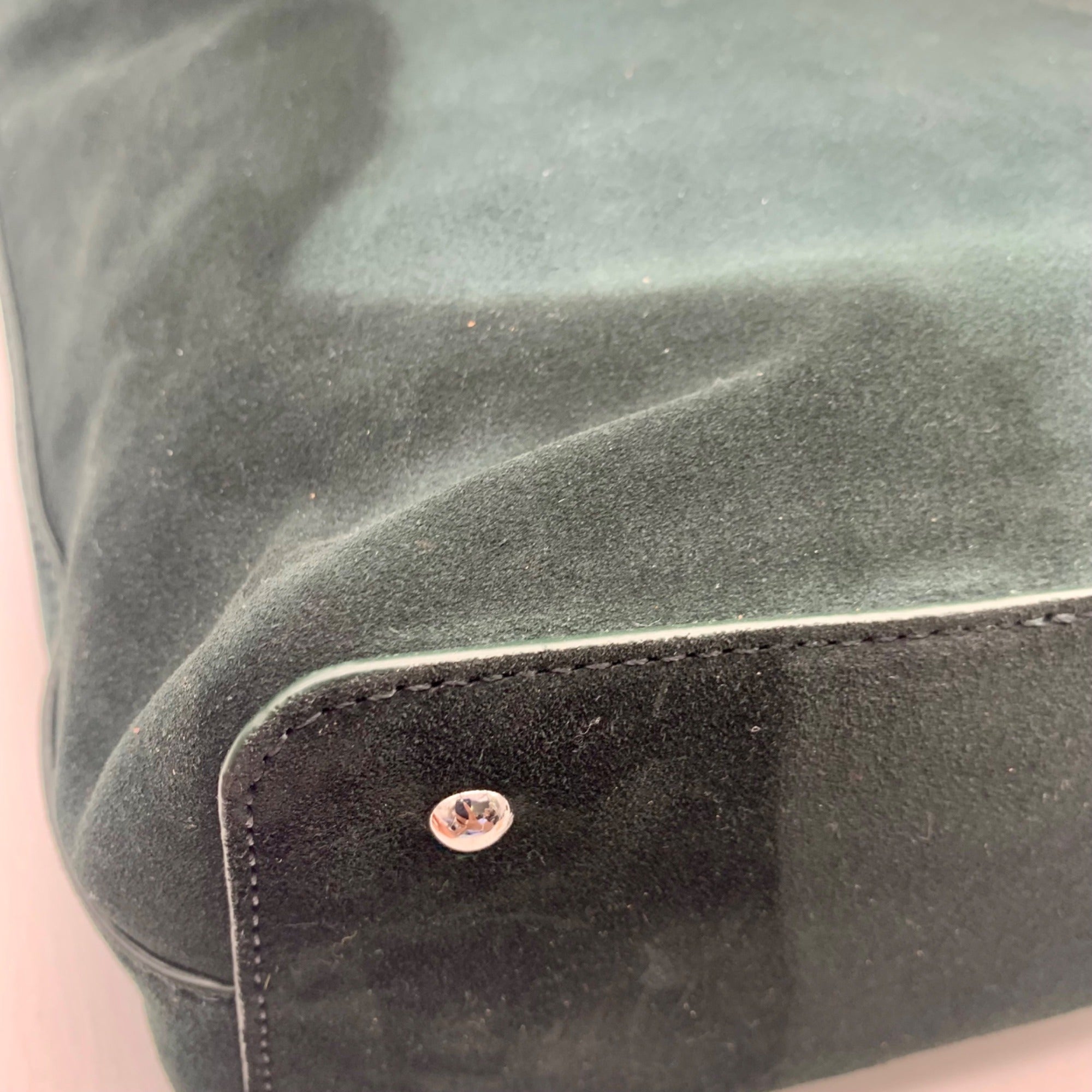 Ralph Lauren Pine Green Suede Alexis Tote Bag