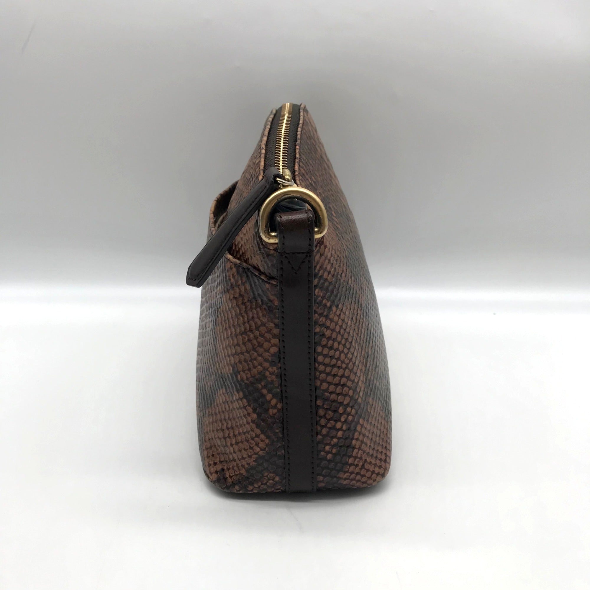 Brahmin Brown Snake Embossed Mini Dome Duxbury Crossbody