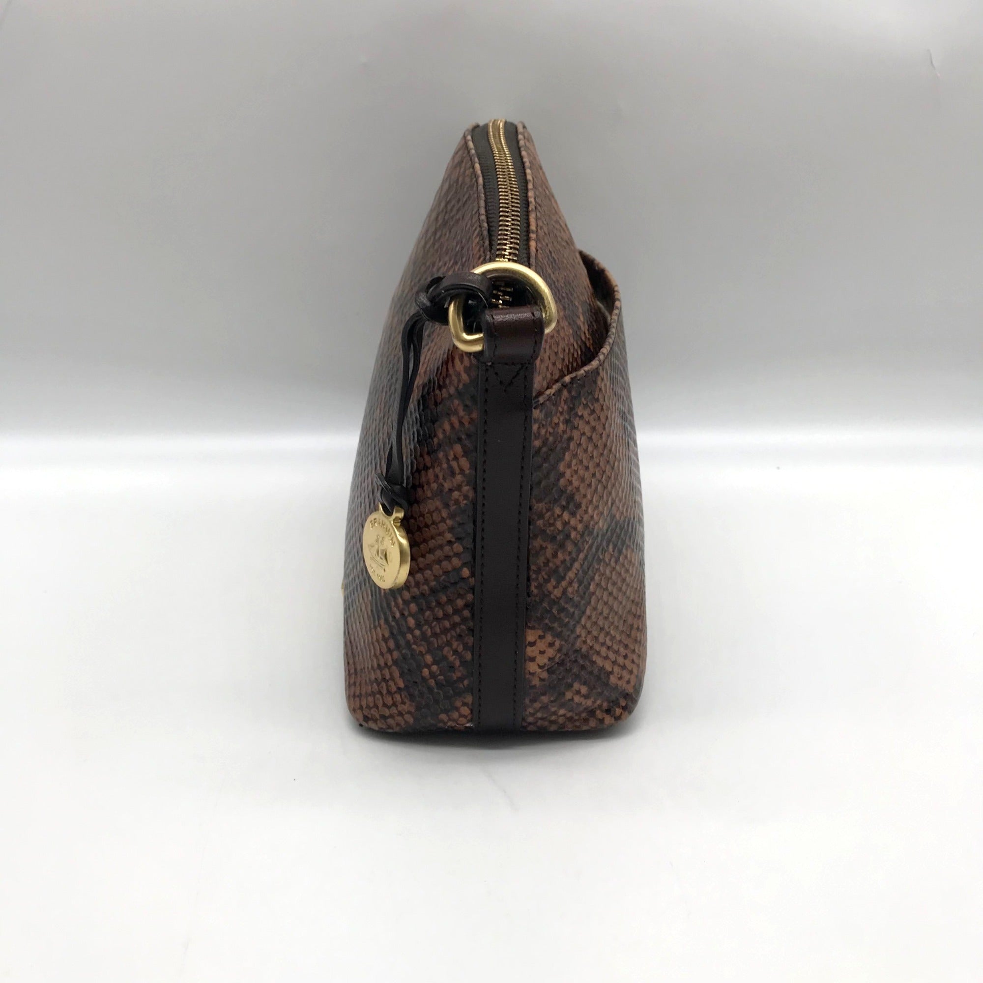 Brahmin Brown Snake Embossed Mini Dome Duxbury Crossbody