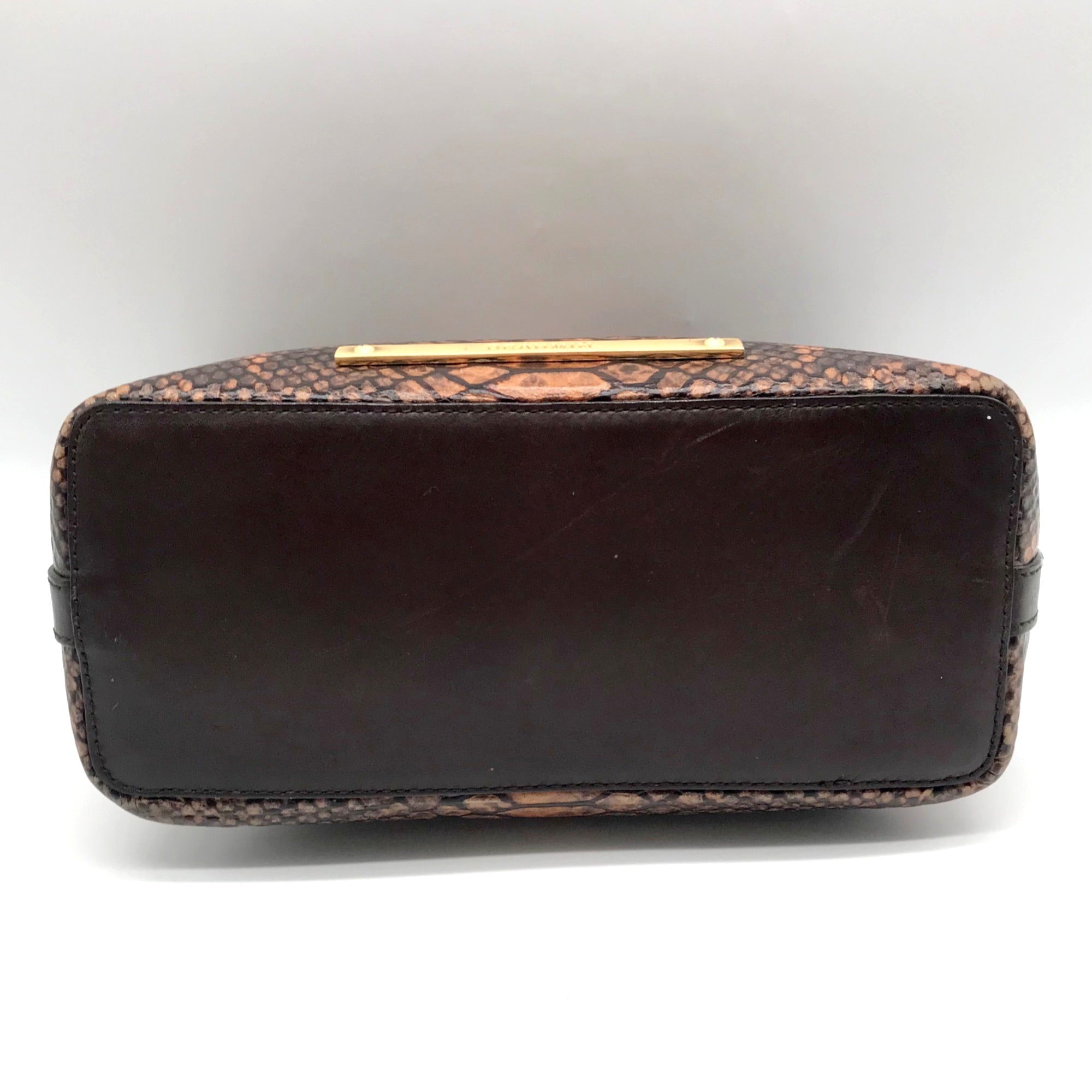 Brahmin Brown Snake Embossed Mini Dome Duxbury Crossbody