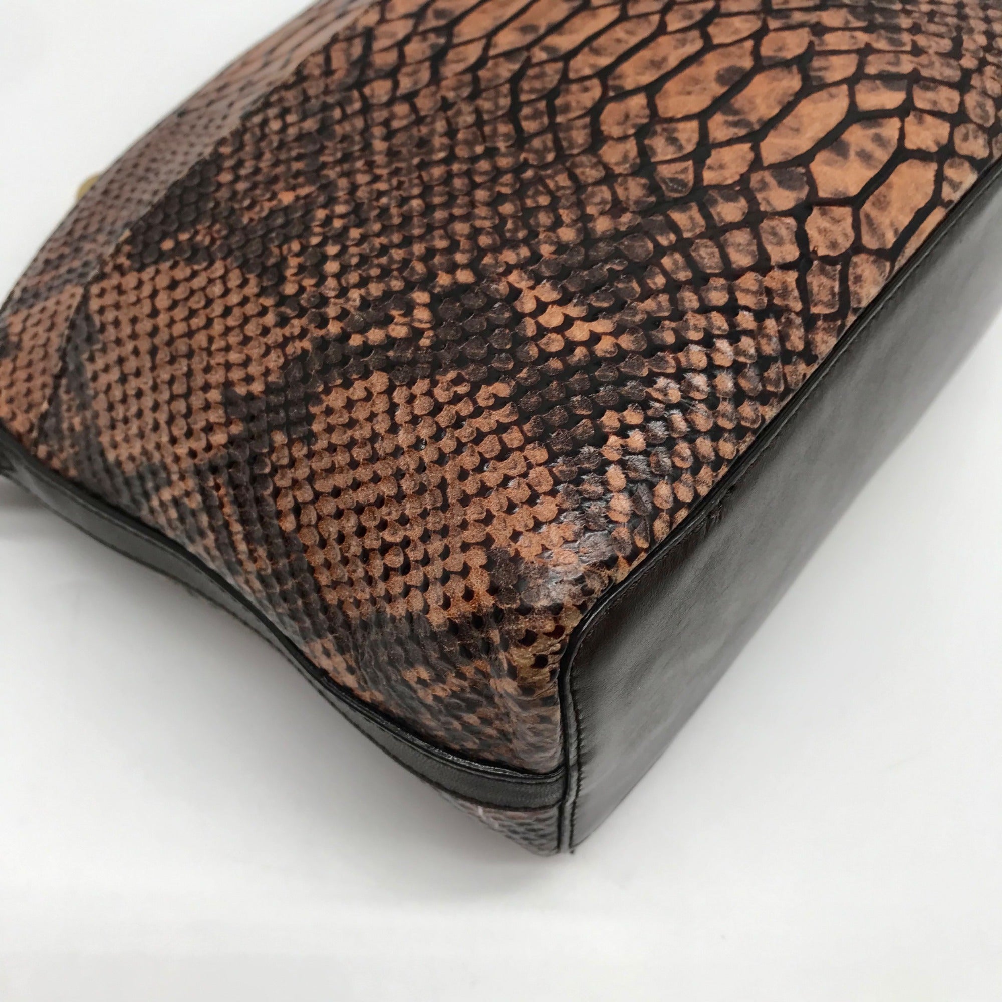 Brahmin Brown Snake Embossed Mini Dome Duxbury Crossbody