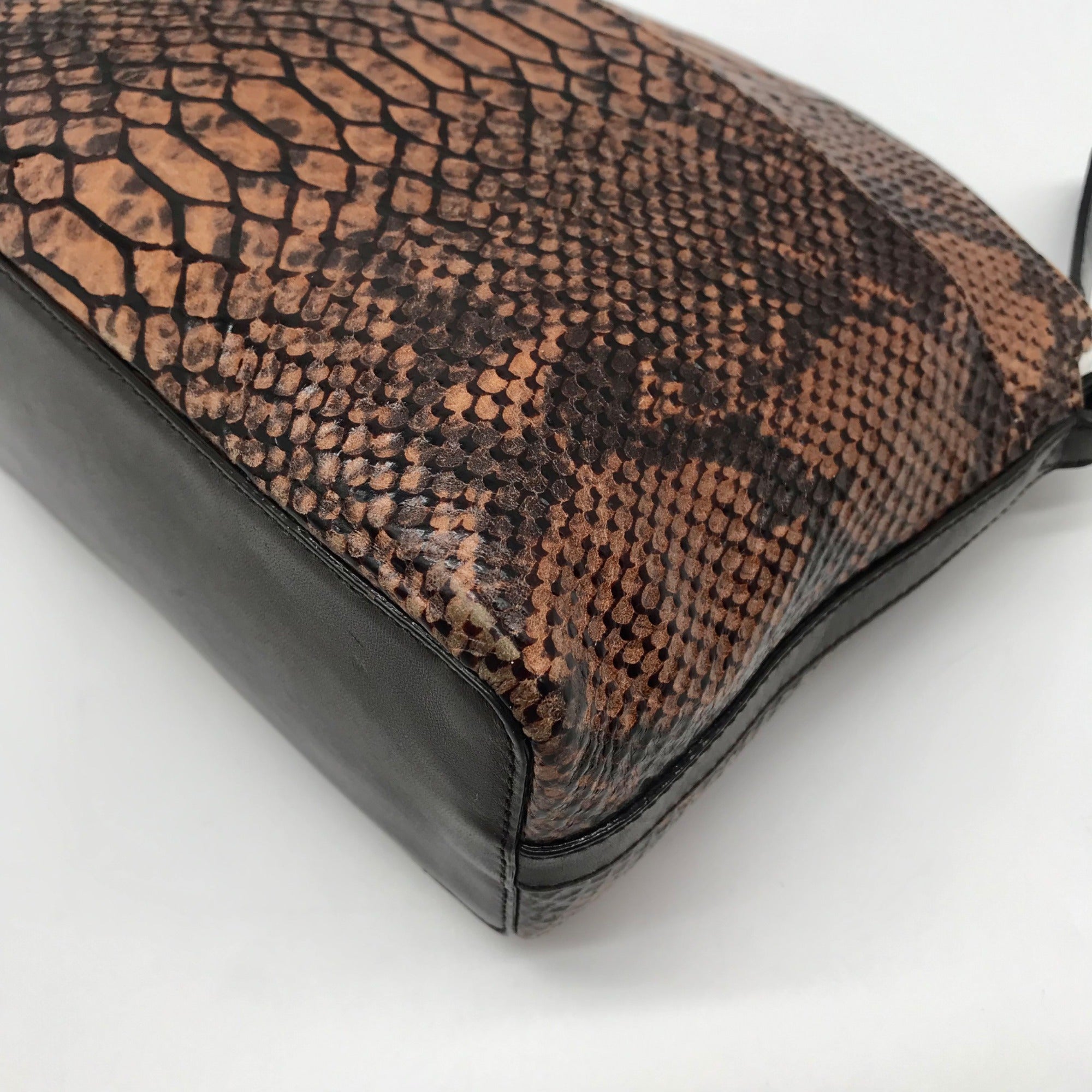 Brahmin Brown Snake Embossed Mini Dome Duxbury Crossbody